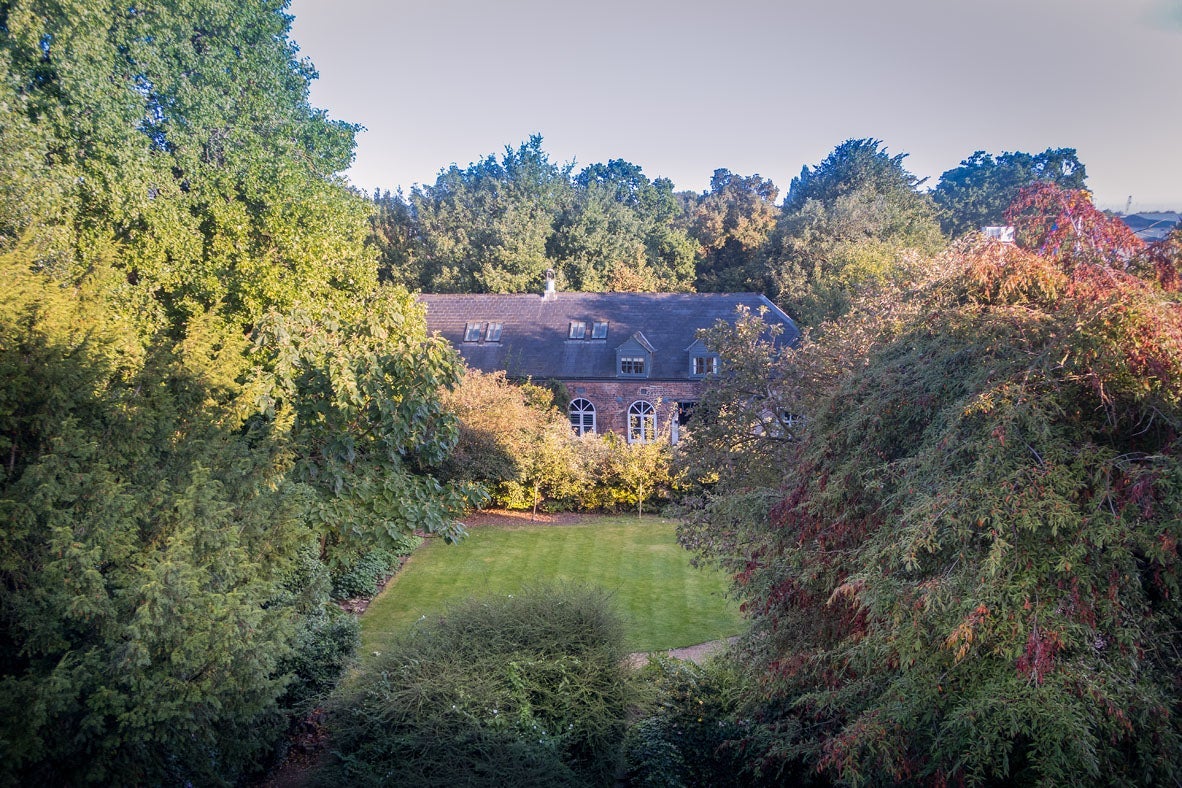 The back exterior and garden at Wainman House, nr Peckover House, Wisbech, Cambridgeshire