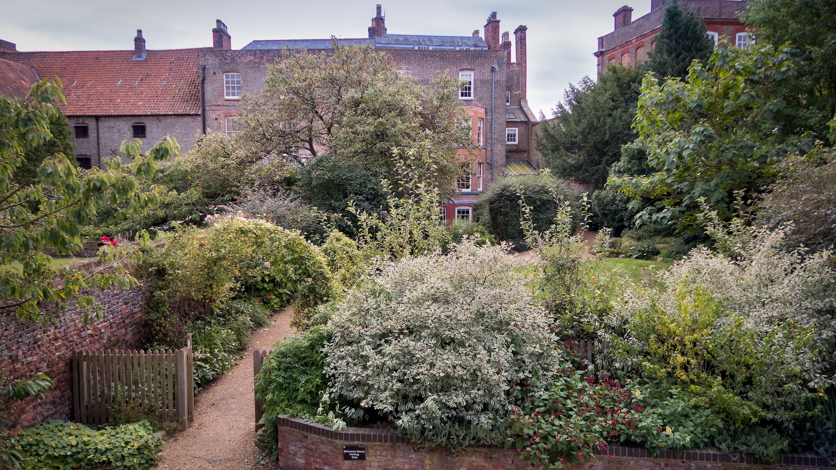 An aerial view of the back of the garden at Wainman House, Cambridgeshire