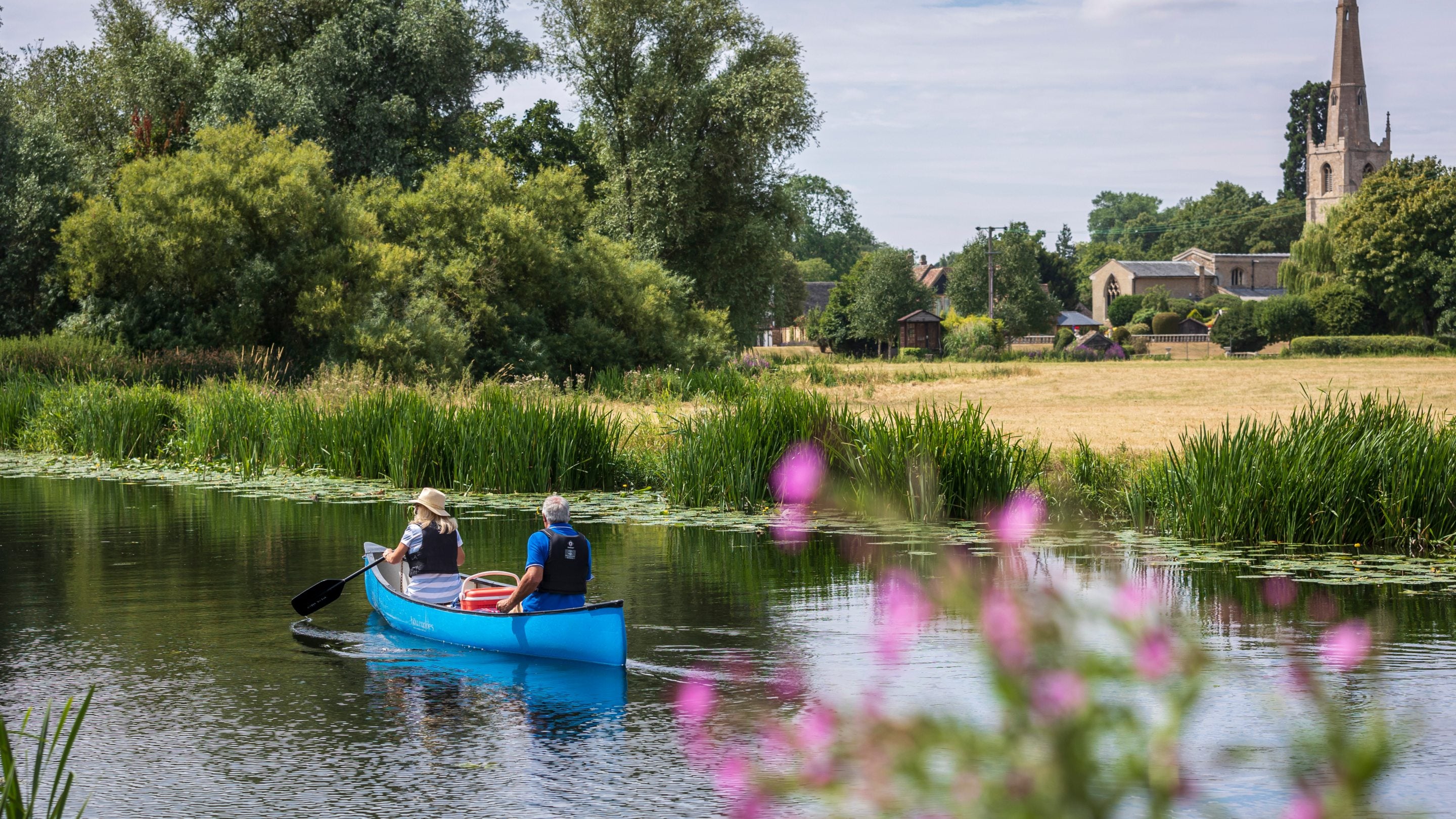 Canoeing from Waterclose Meadows Campsite on the River Ouse, Cambridgeshire