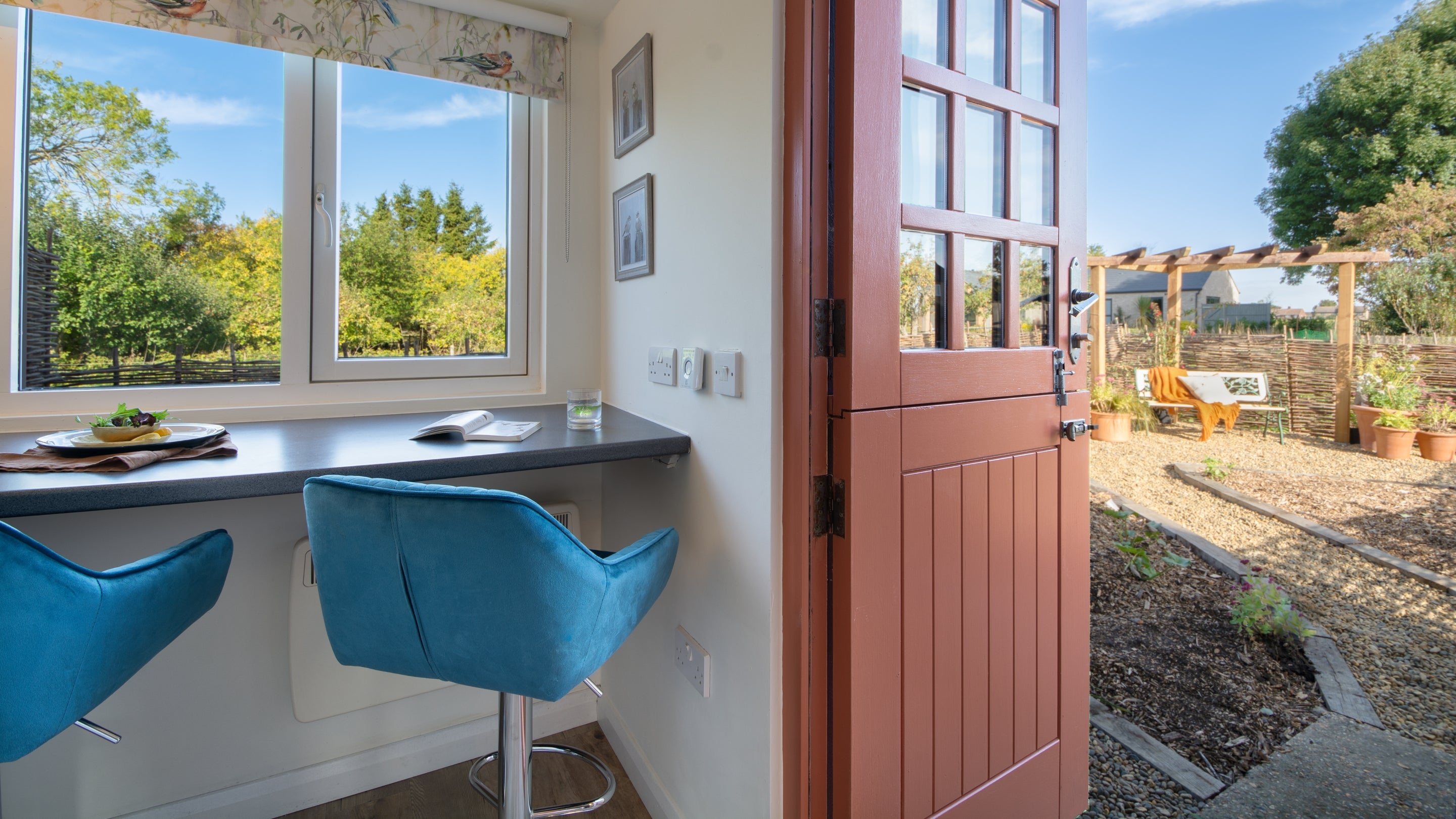 The back porch and breakfast bar at Wicken Rose Cottage, Cambridgeshire