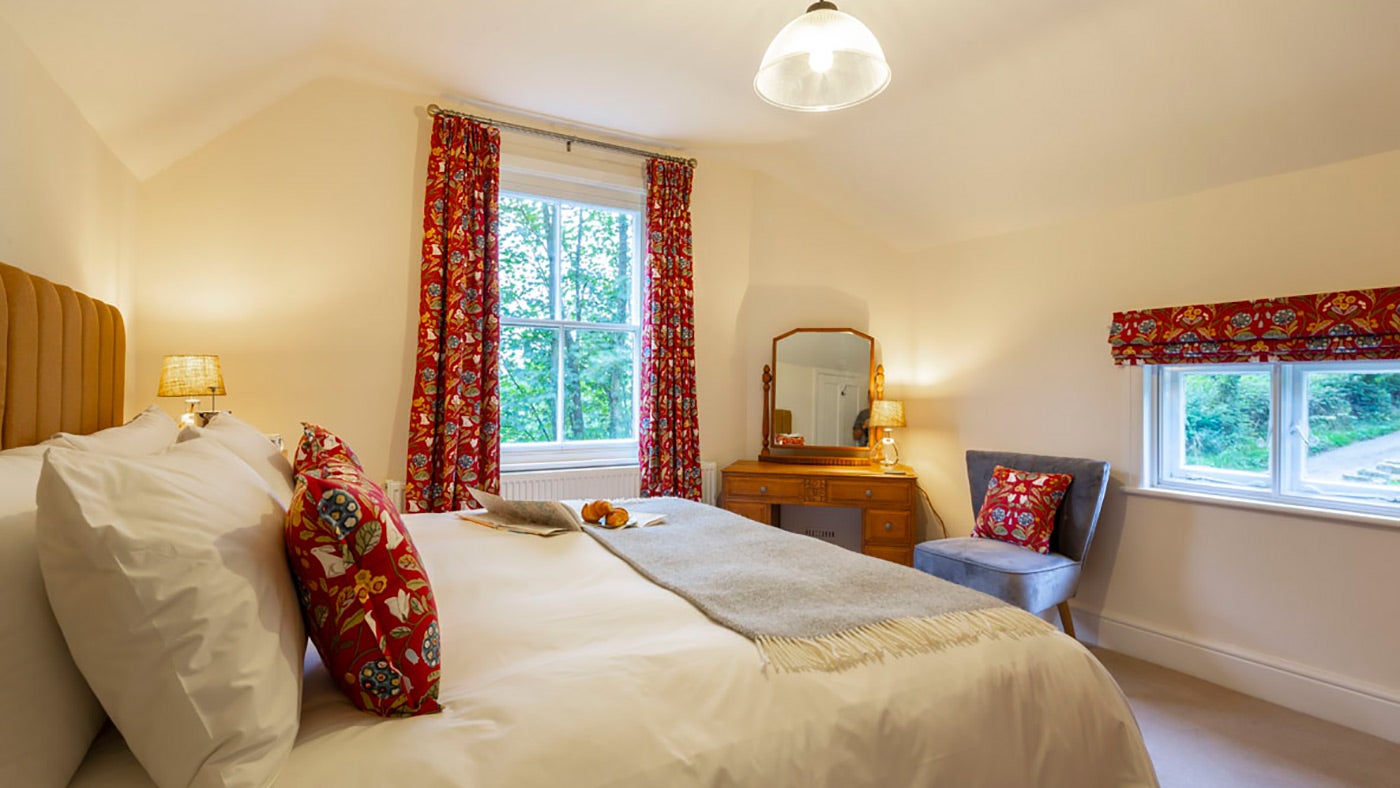 The double bedroom at Lyme West Lodge, Cheshire