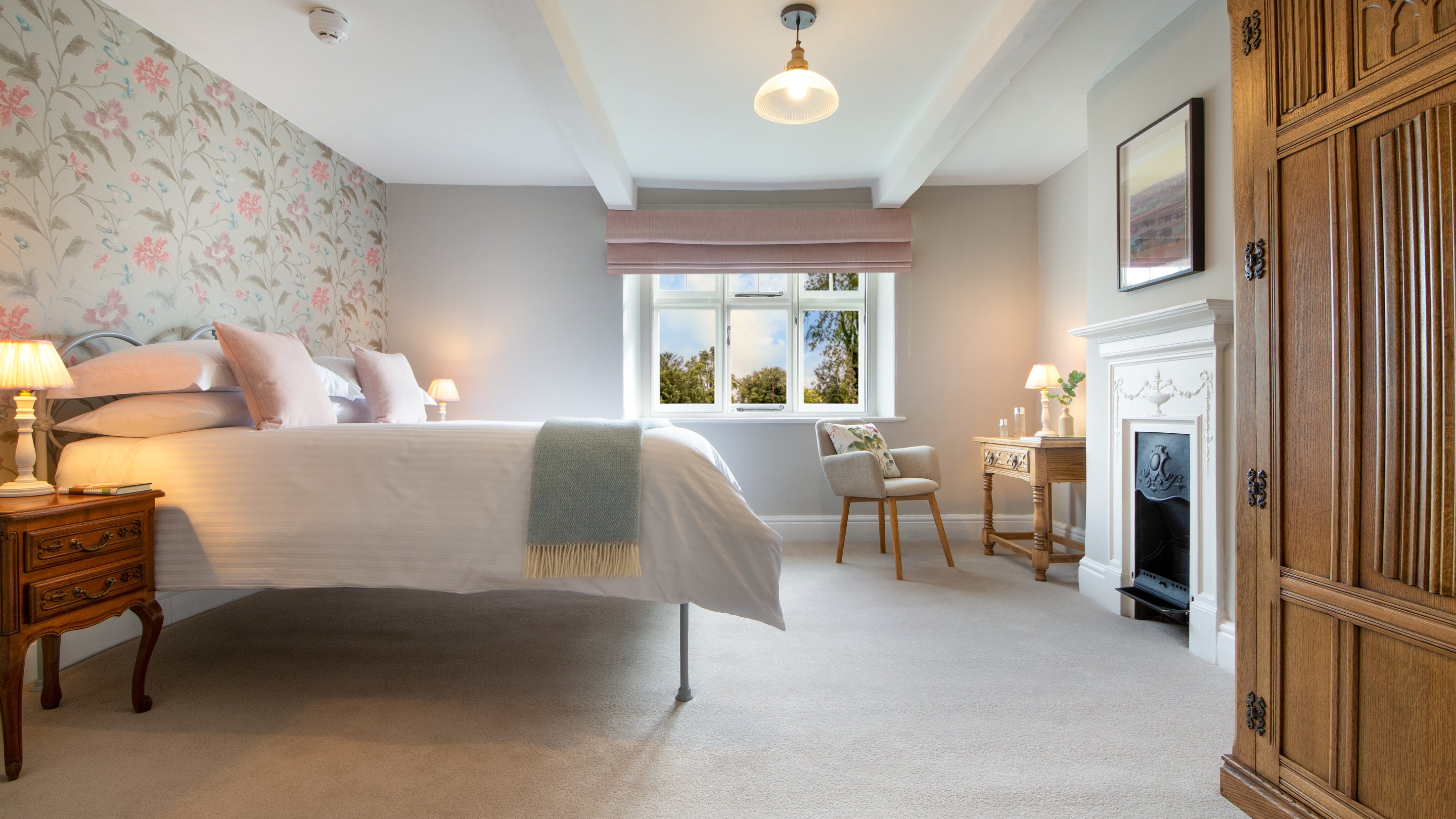 The first king-size bedroom at Village Farmhouse, Cheshire
