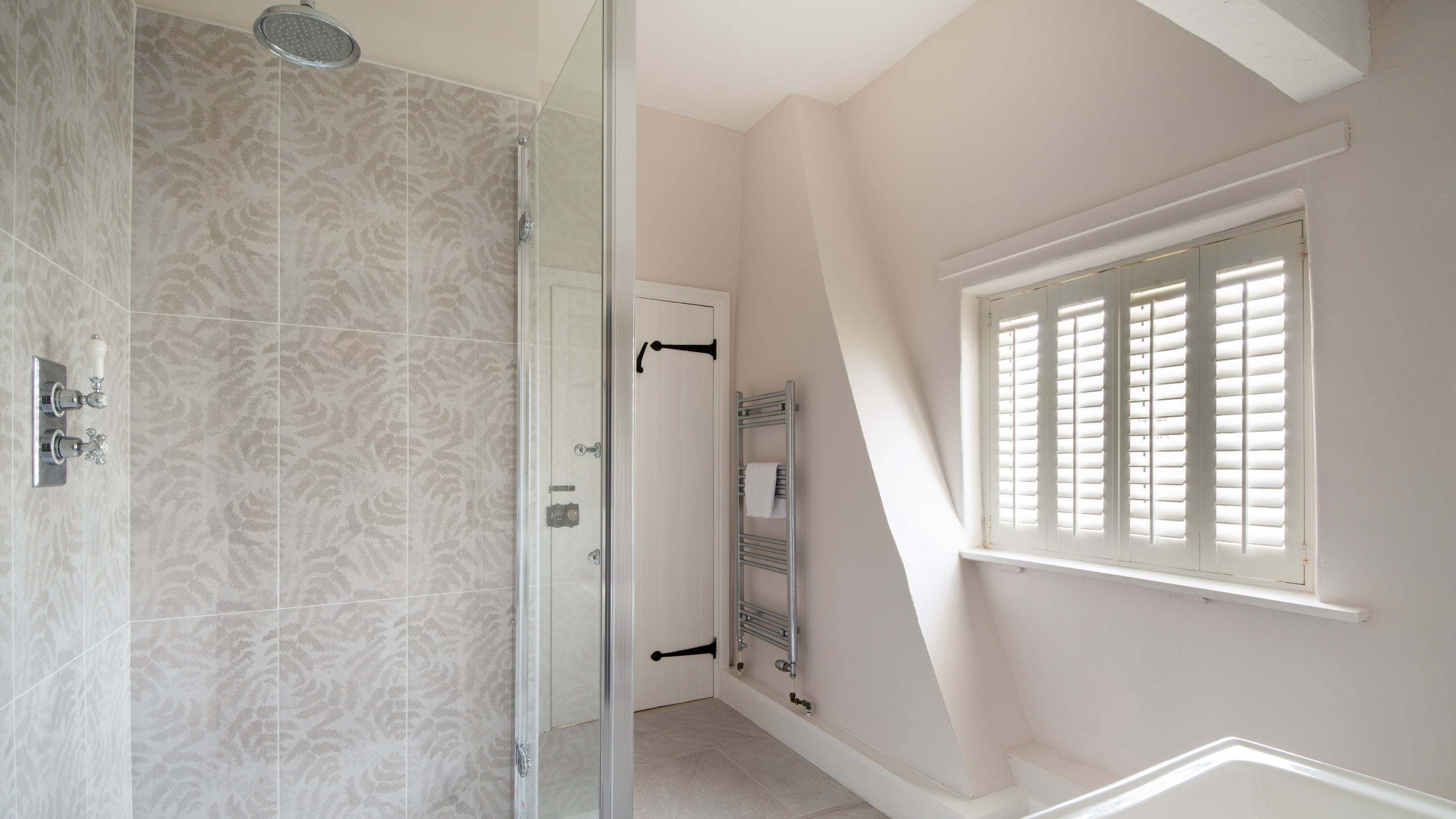 The shower room at Village Farmhouse, Cheshire