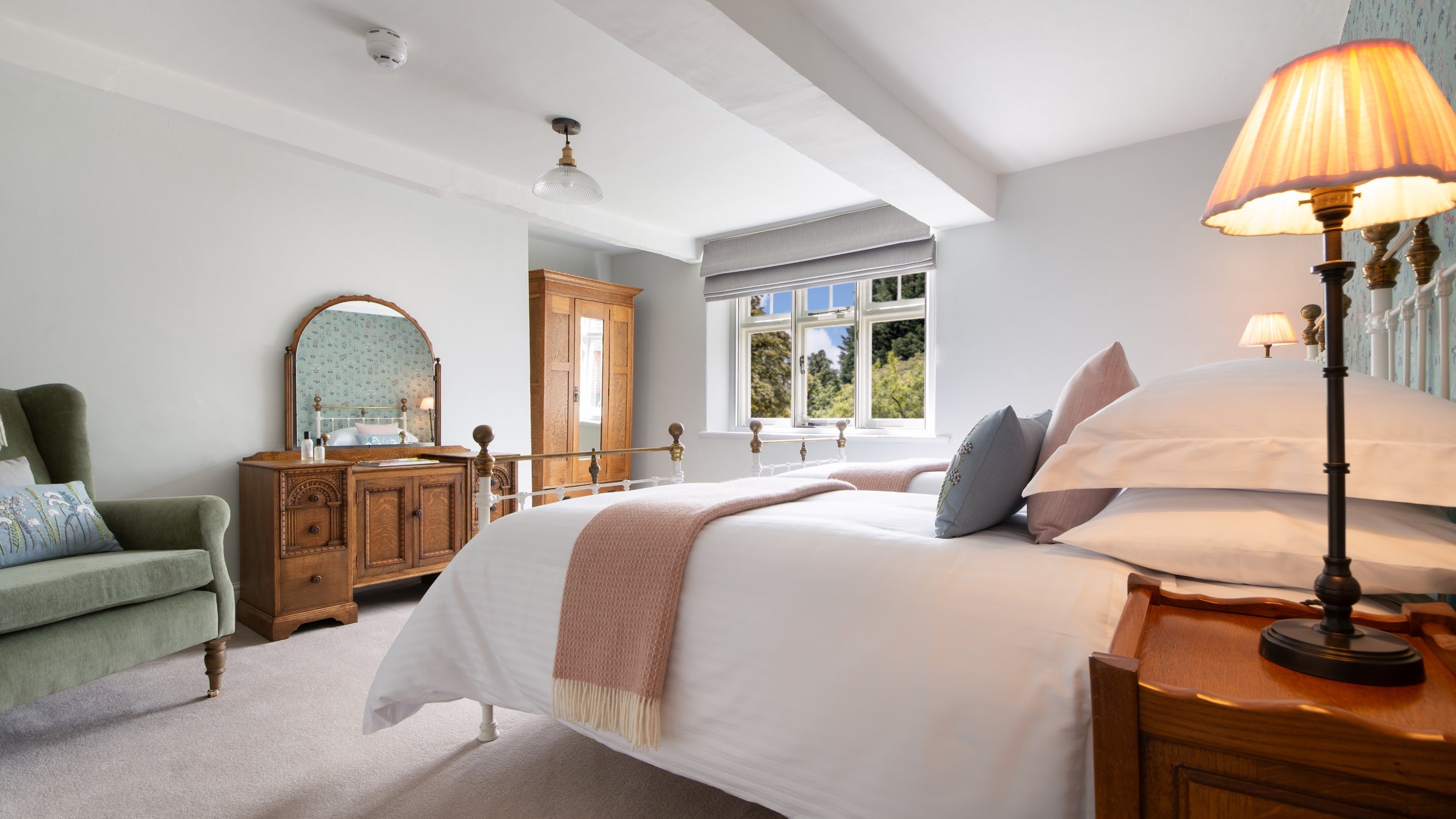 The first twin bedroom at Village Farmhouse, Cheshire