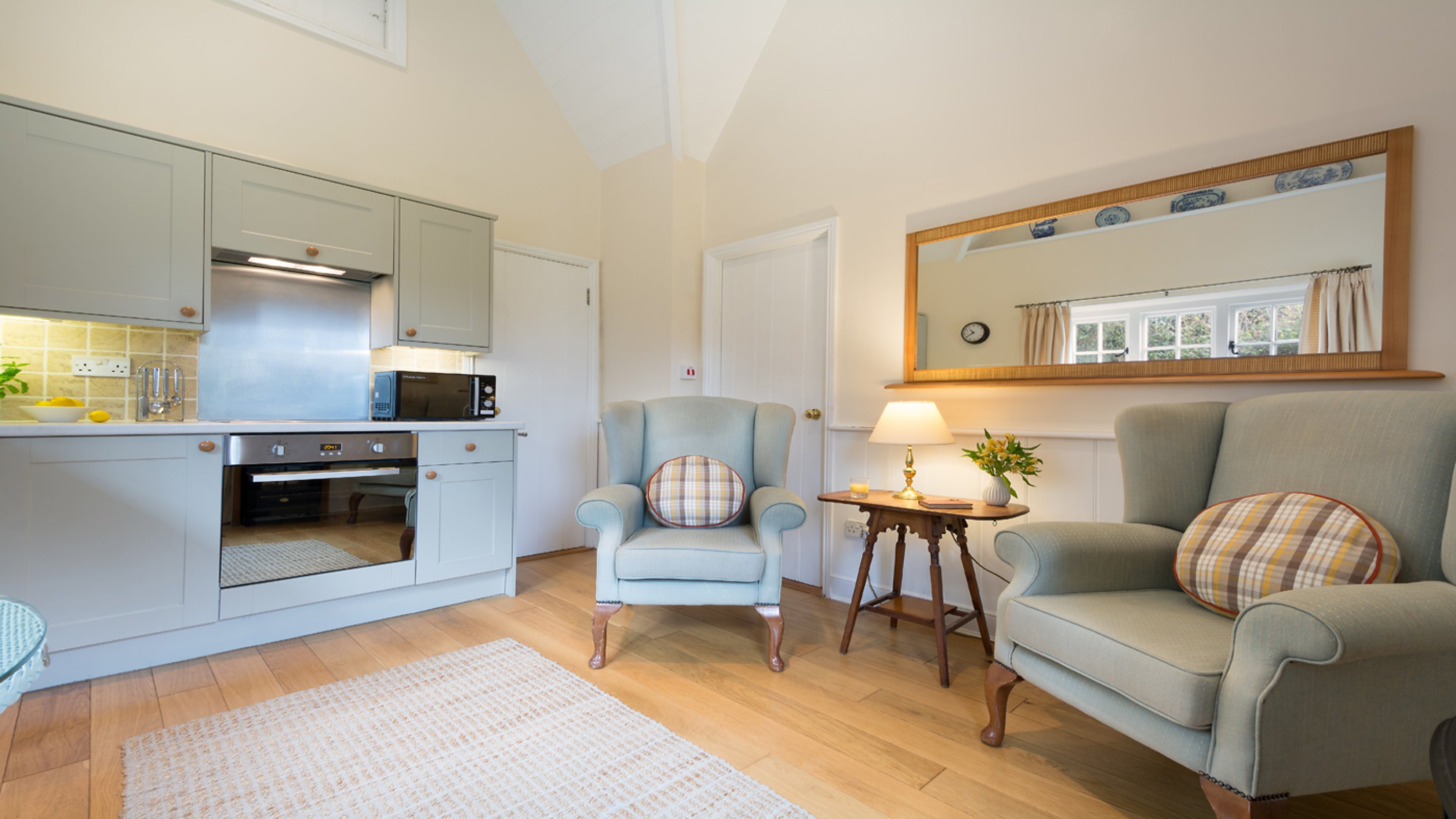 The kitchen and living area at The Apple Store, Cornwall