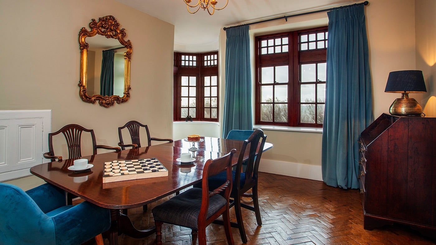 The dining room at Bar Lodge, Penrose, Helston, Cornwall