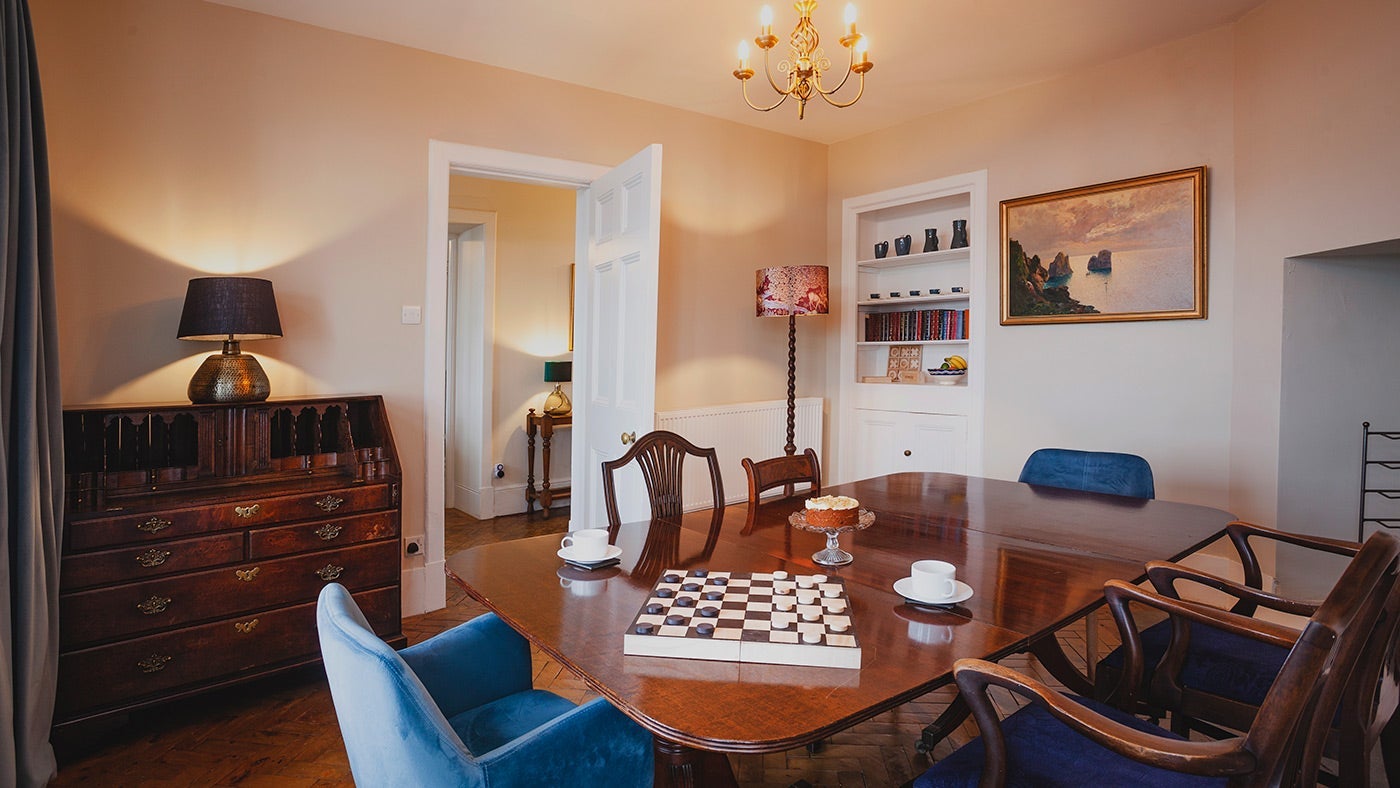 The dining room at Bar Lodge, Penrose, Helston, Cornwall