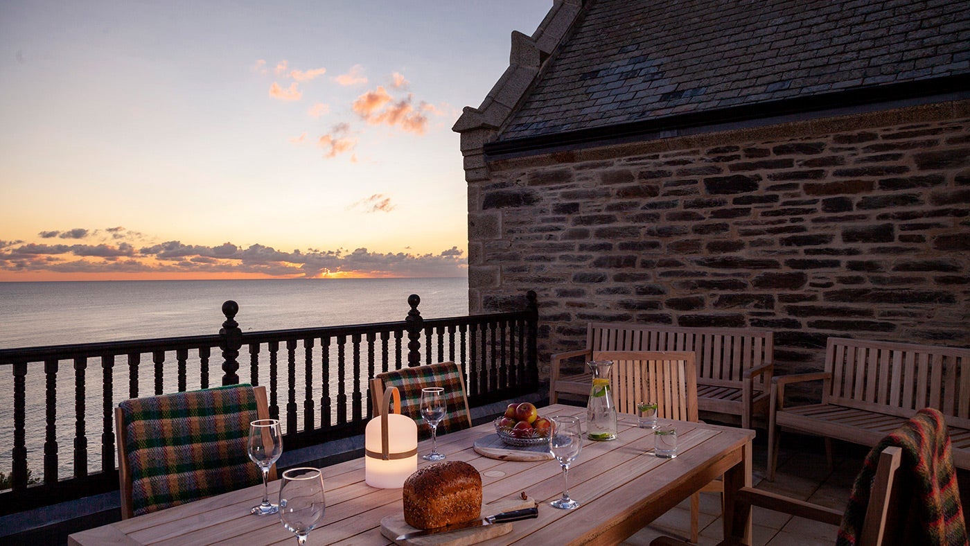 The roof terrace at Bar Lodge, Penrose, Helston, Cornwall