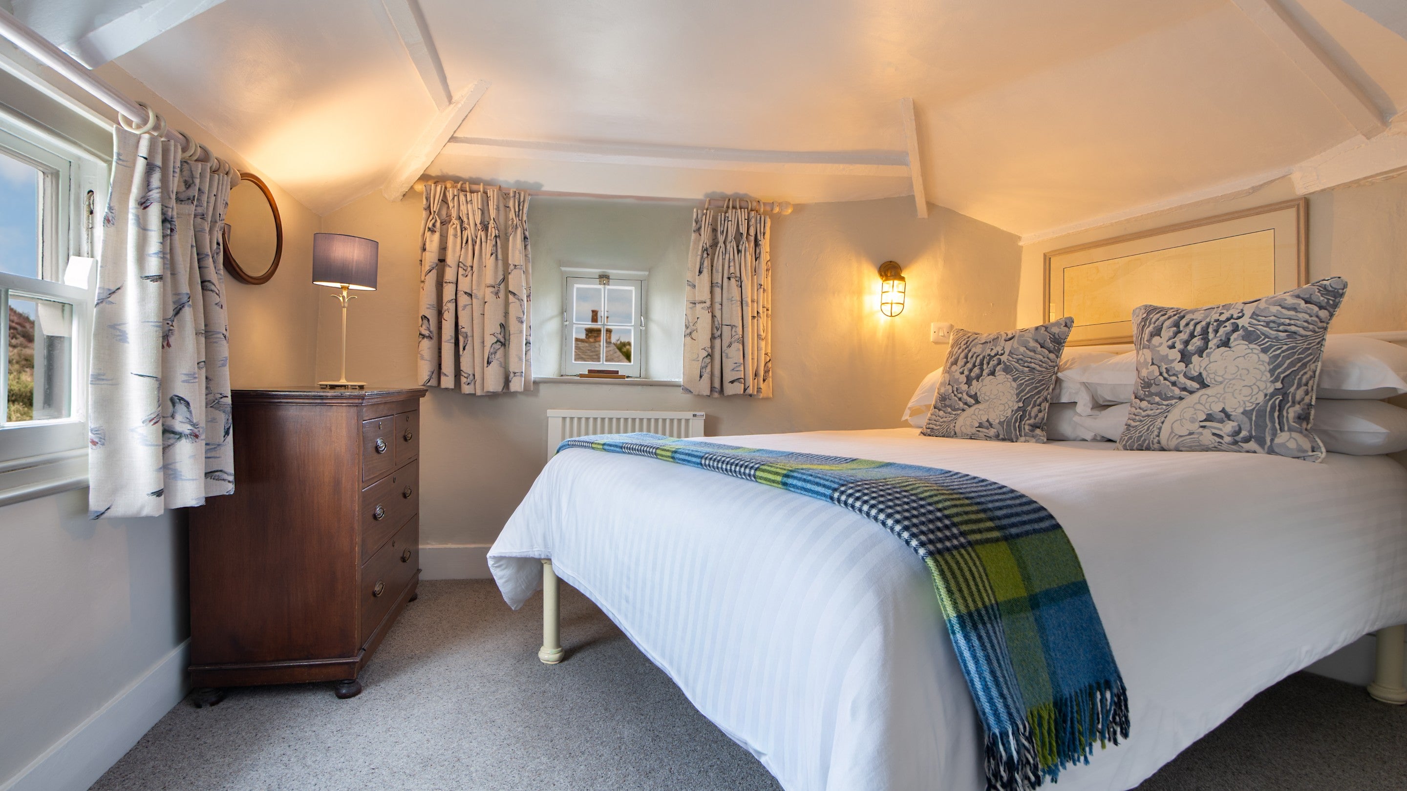 The double bedroom on the second floor of The Birdcage, Cornwall