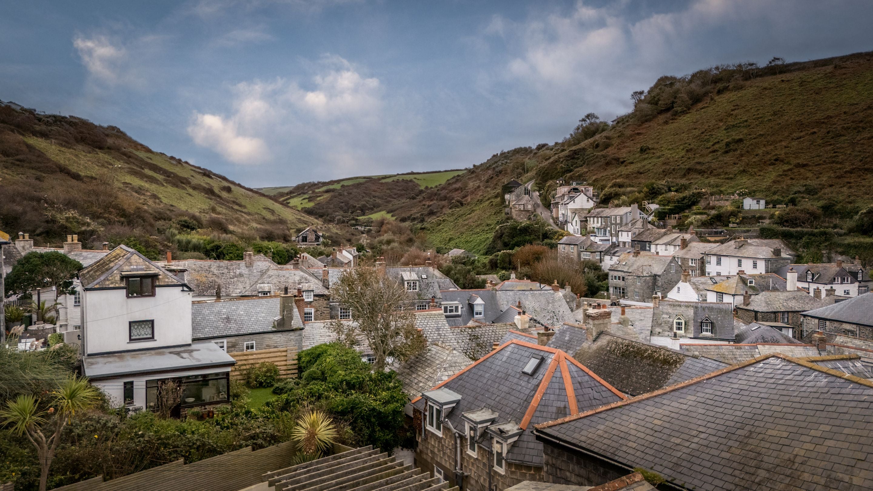 An aerial view of Port Isaac, Cornwall