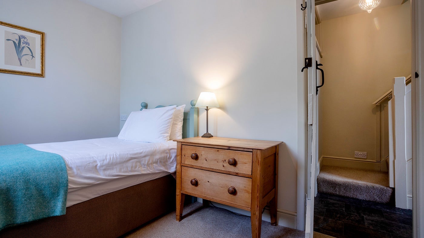 The single bedroom at Bodrugan, Cornwall