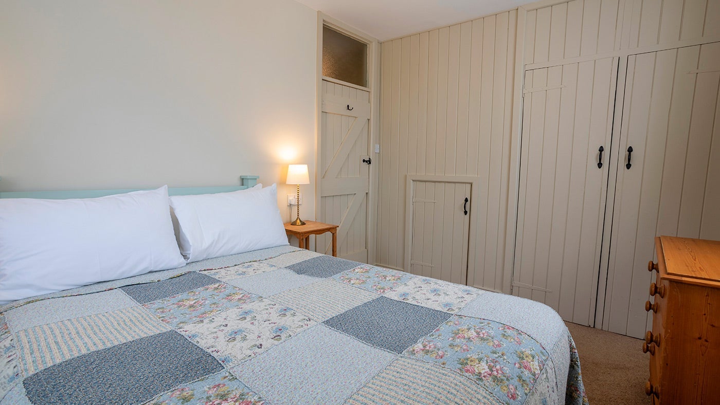 The double bedroom at Bodrugan, Cornwall