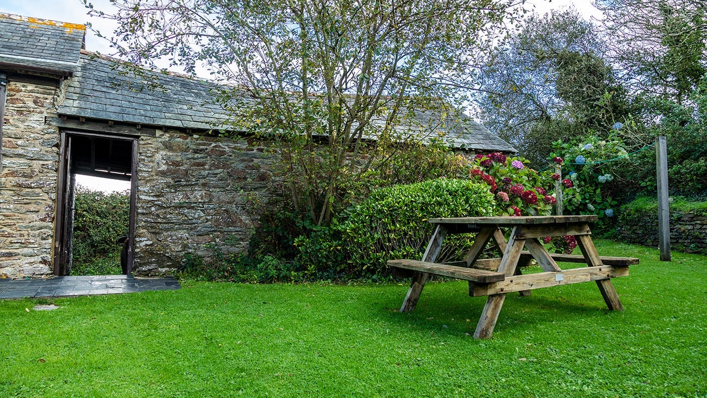 The outdoor seating at Bodrugan, Cornwall