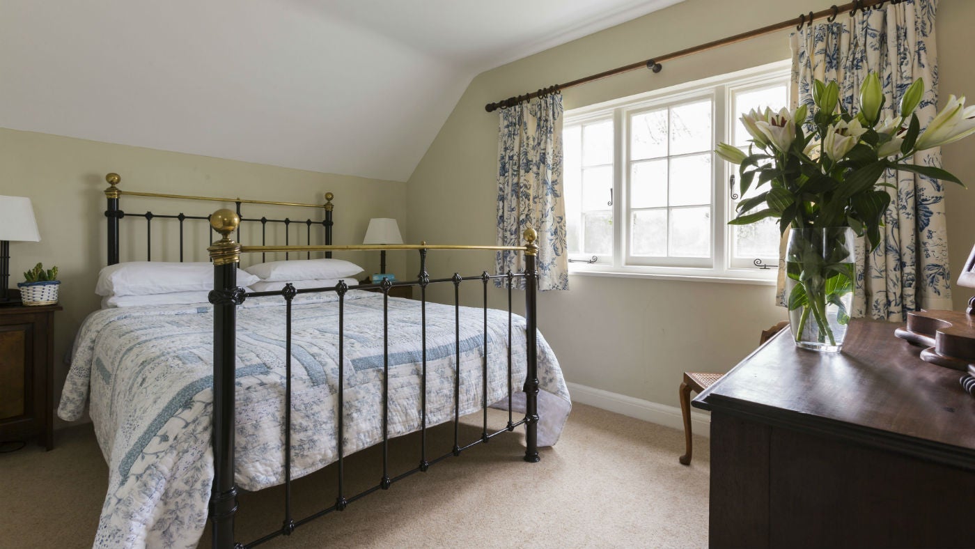 The double bedroom at Bohurrow Farm Cottage, Roseland, Cornwall