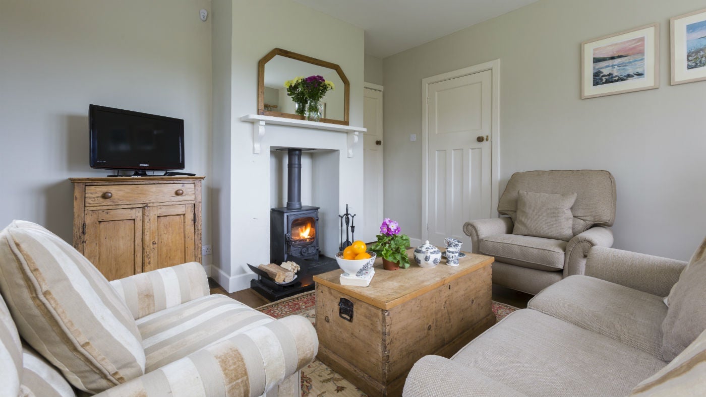 The sitting room at Bohurrow Farm Cottage, Roseland, Cornwall