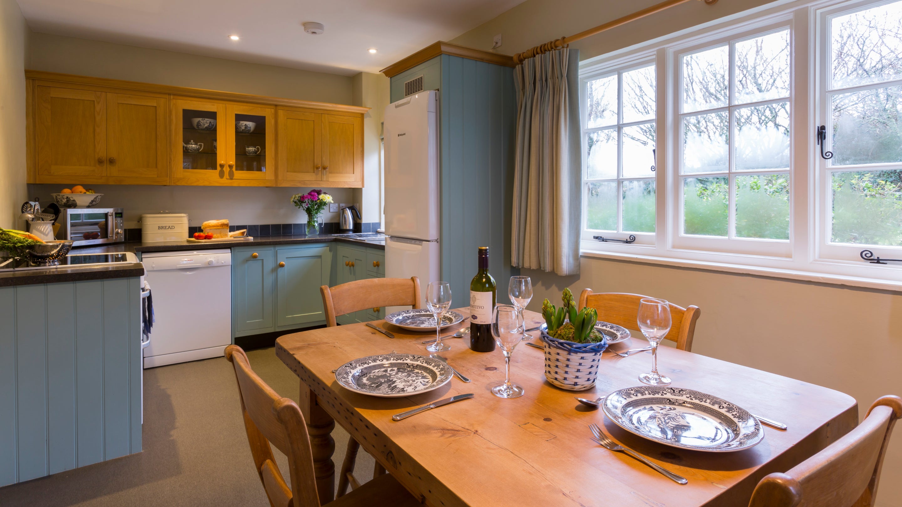 The kitchen and dining area at Bohurrow Farm Cottage, Cornwall