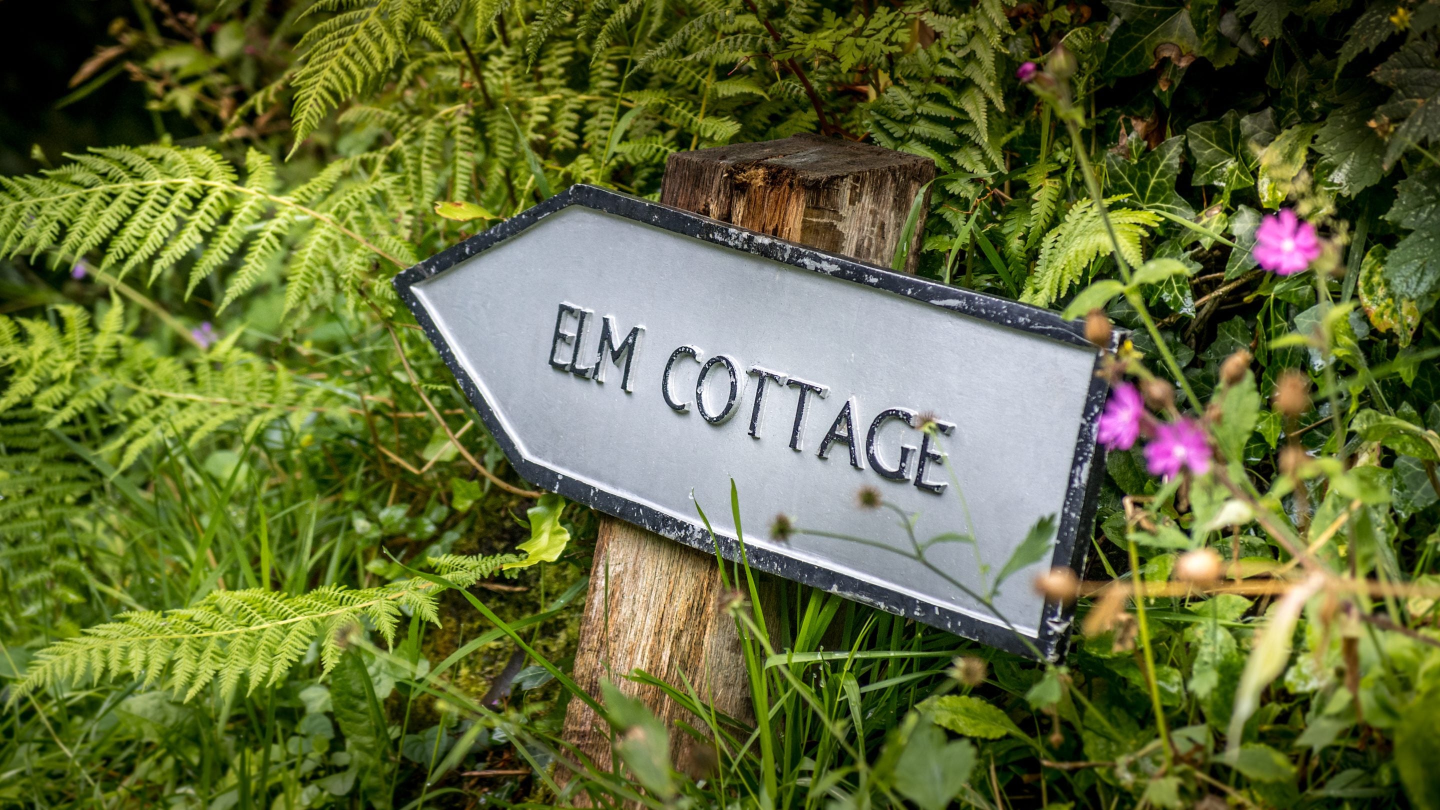 A sign for Boscastle Elm Cottage, Cornwall