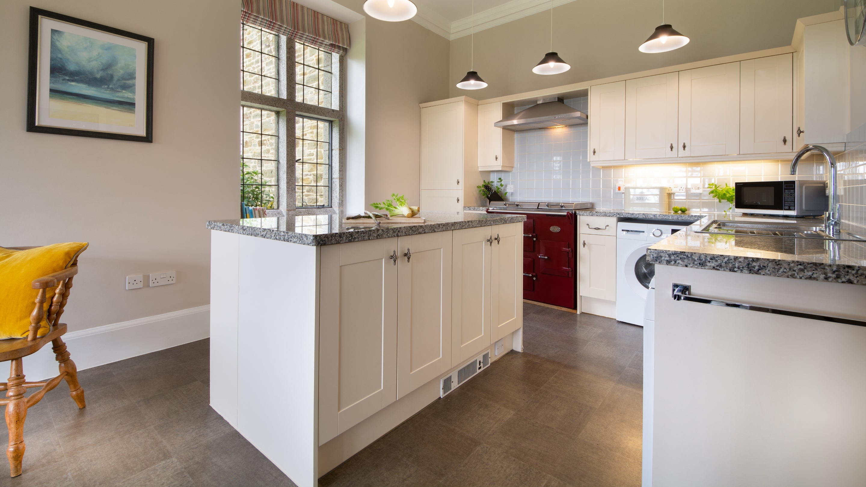 The kitchen and breakfast room at Bosveal, Cornwall