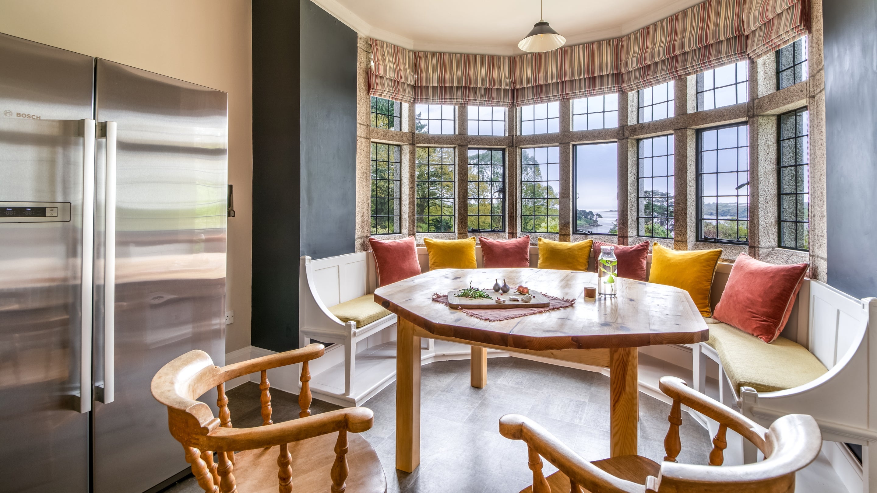 The kitchen and breakfast room at Bosveal, Cornwall