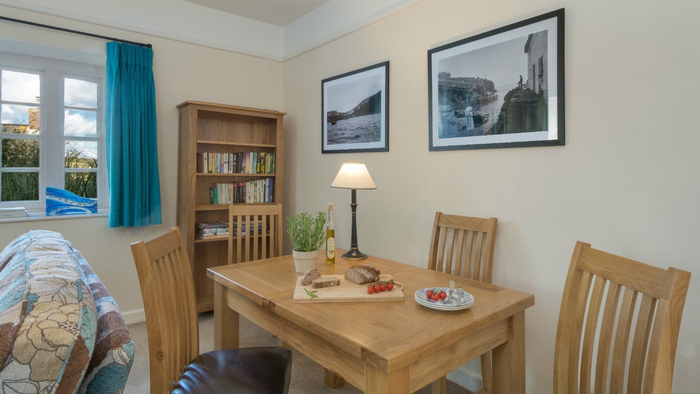 The dining area at Elm, Cadgwith, The Lizzard, Cornwall