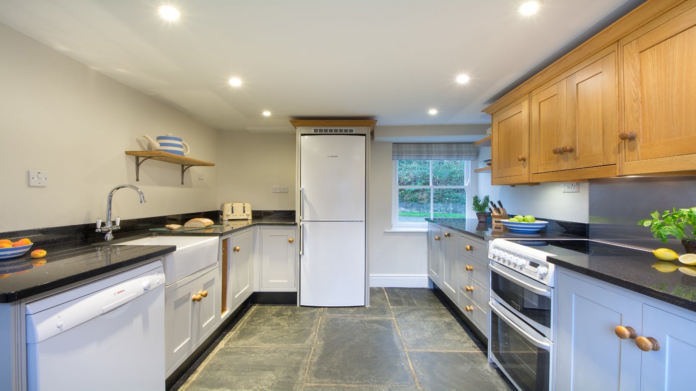 The kitchen at Caragloose Farm House, Roseland, Cornwall