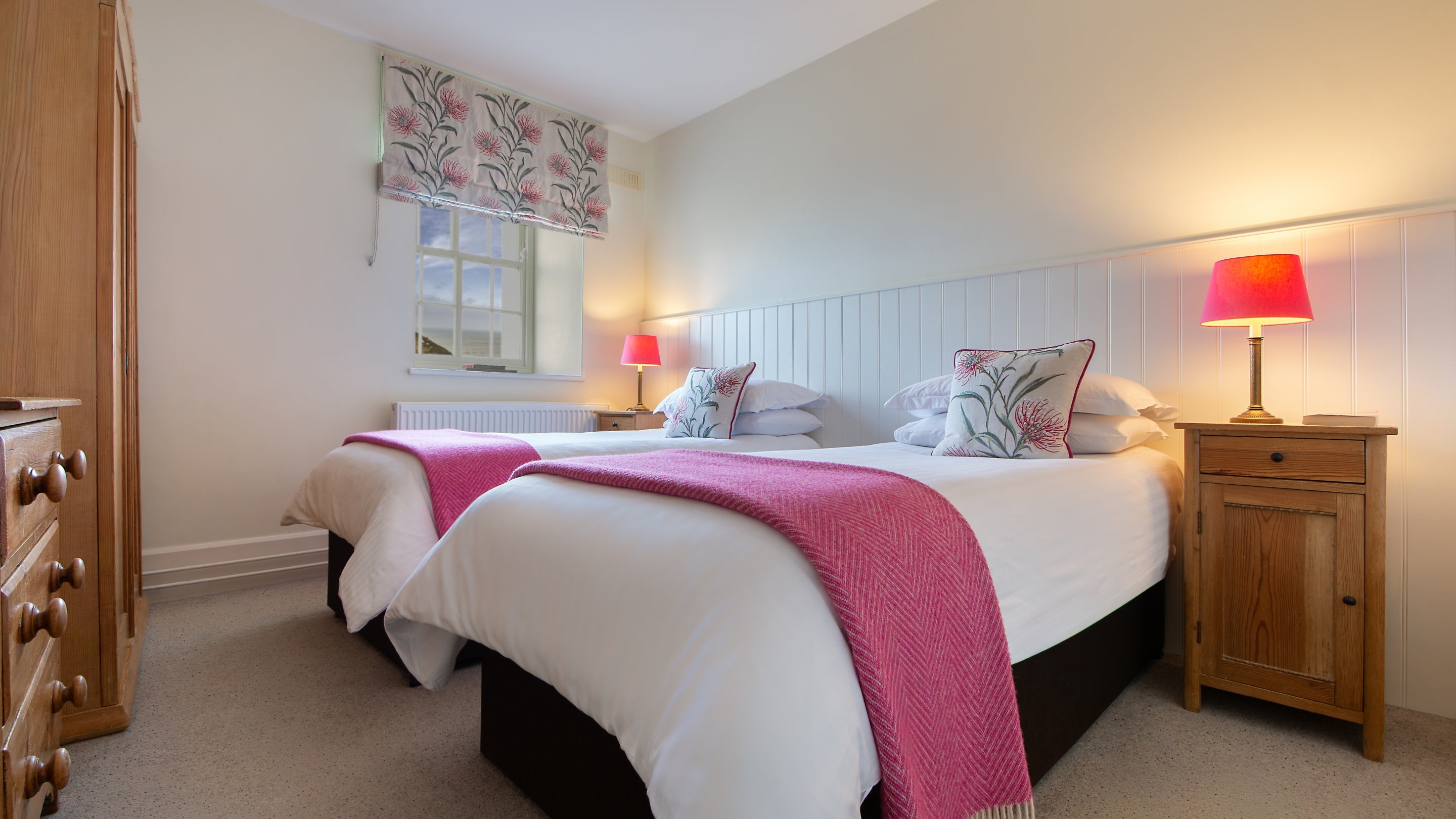 The twin bedroom at Carnweather, which can be made into a double bed on request, Cornwall