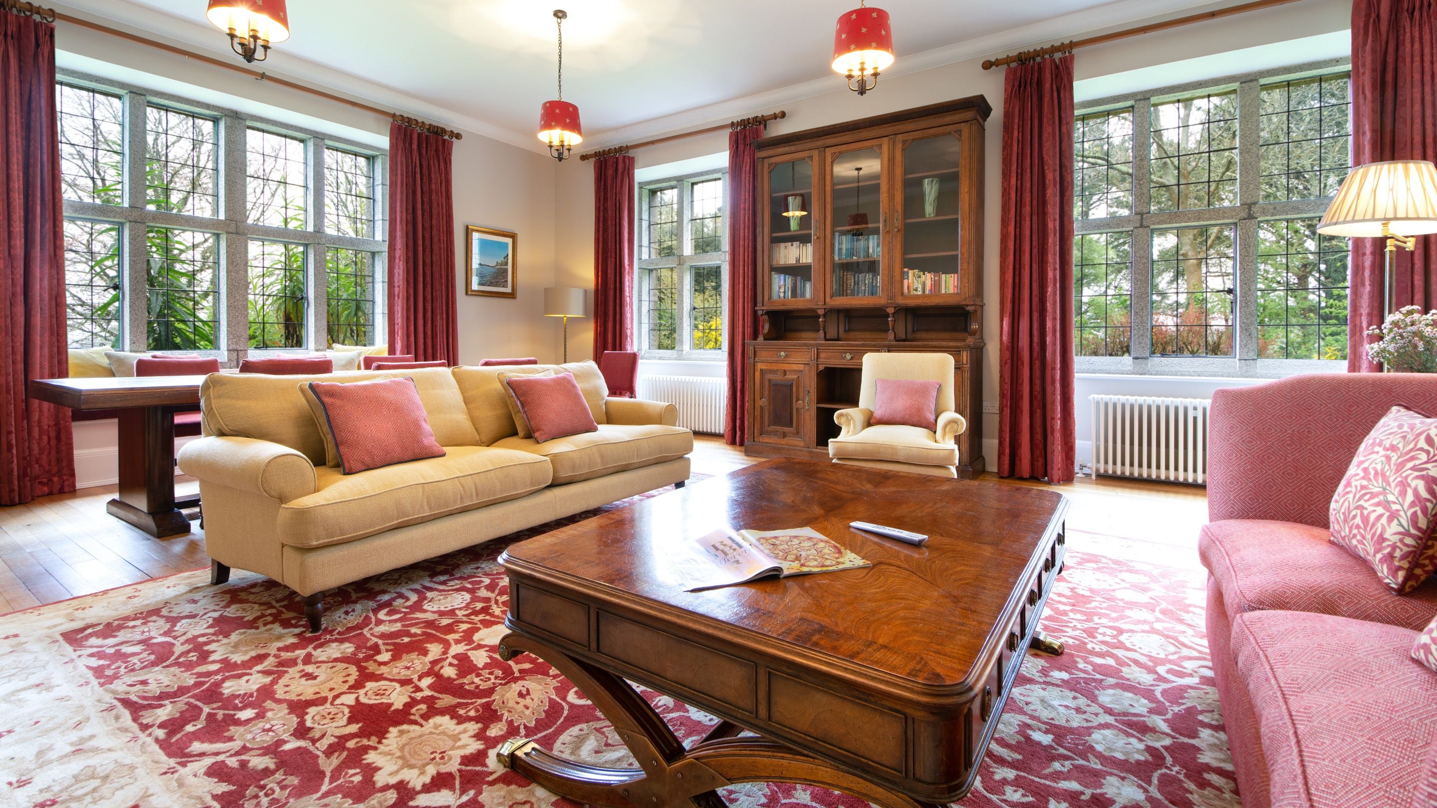 The open-plan sitting and dining room at Chatham, Cornwall