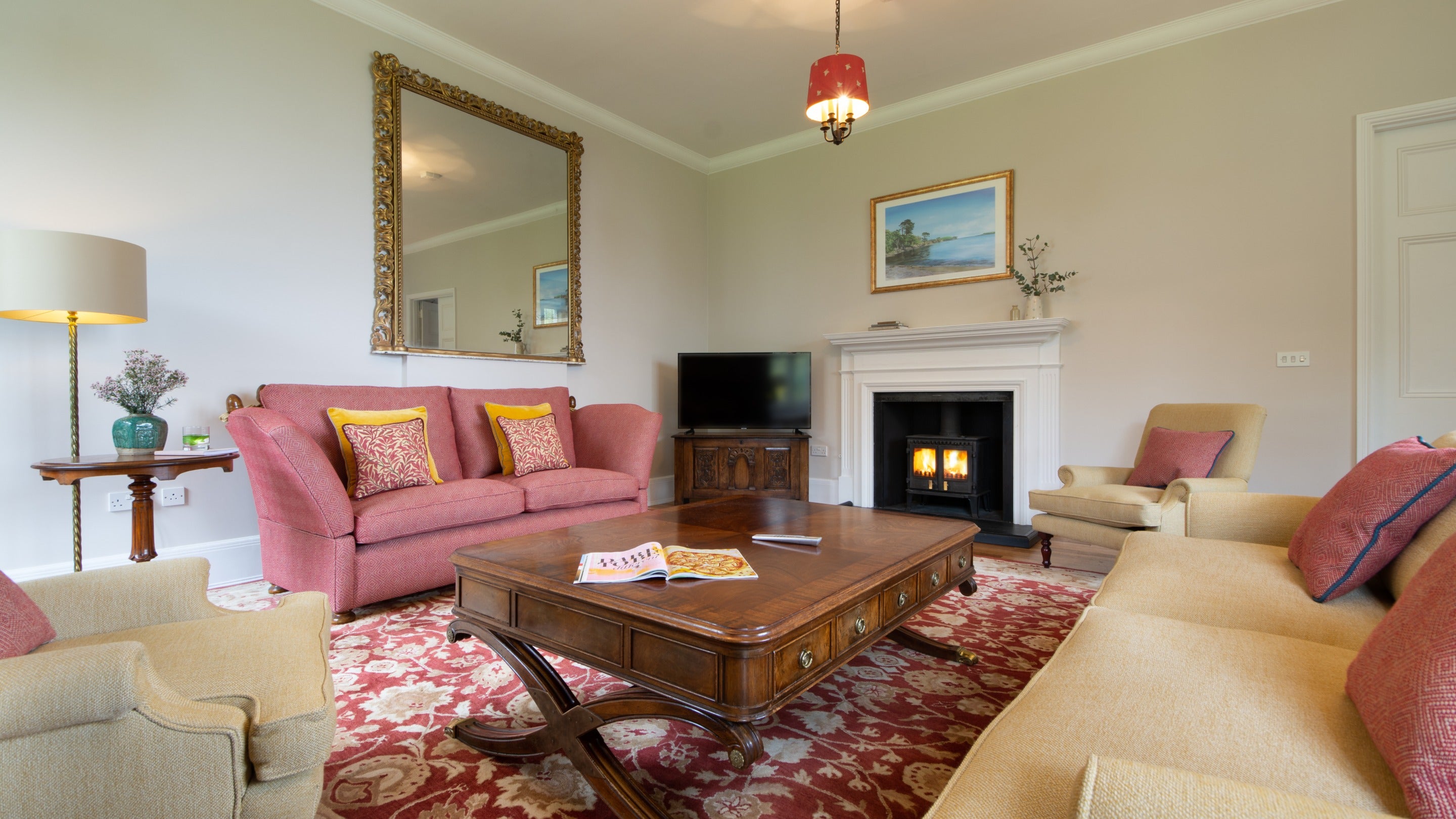 The seating area in the open-plan sitting and dining room at Chatham, Cornwall