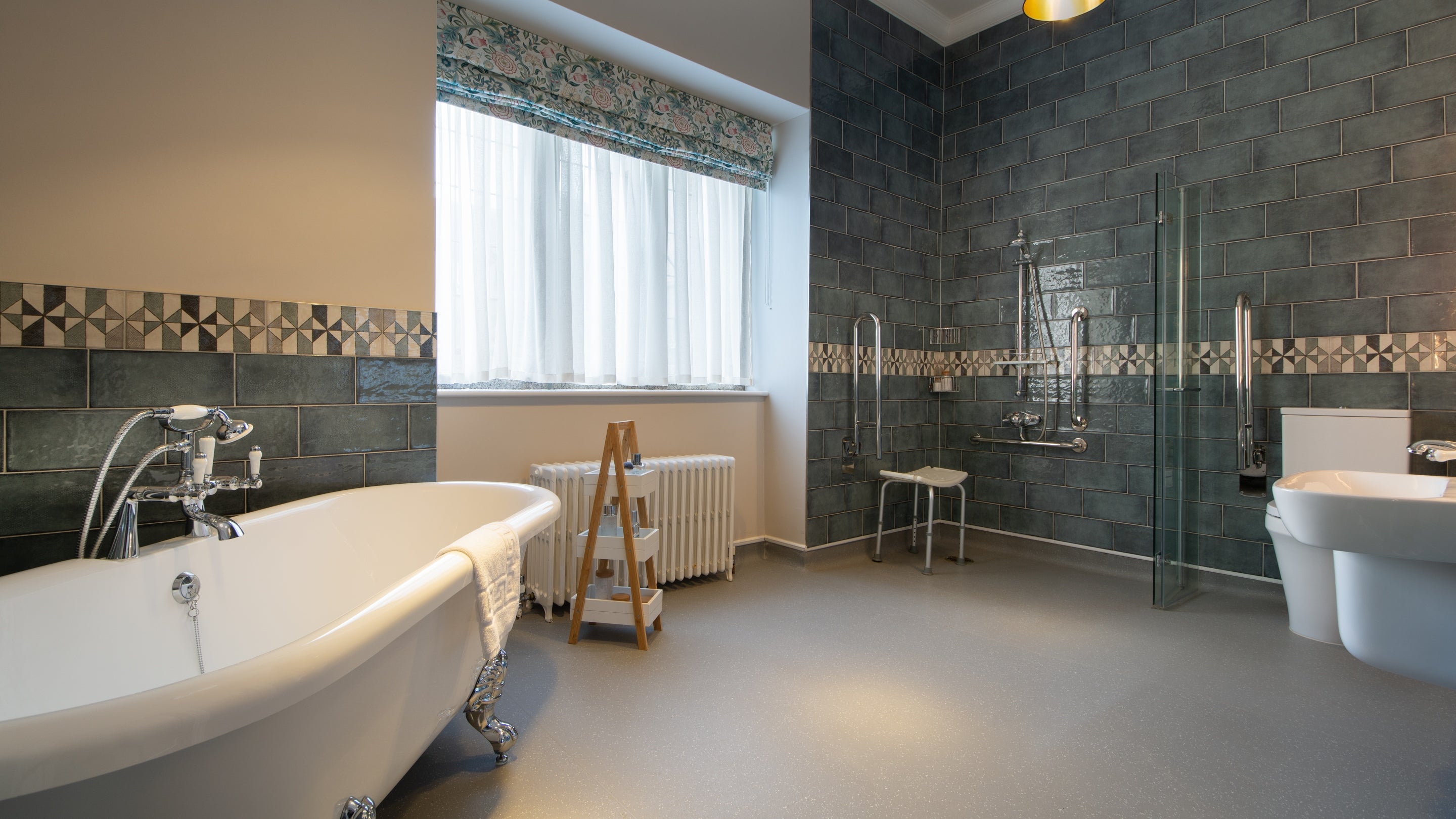 The ensuite wet room at Chatham, Cornwall