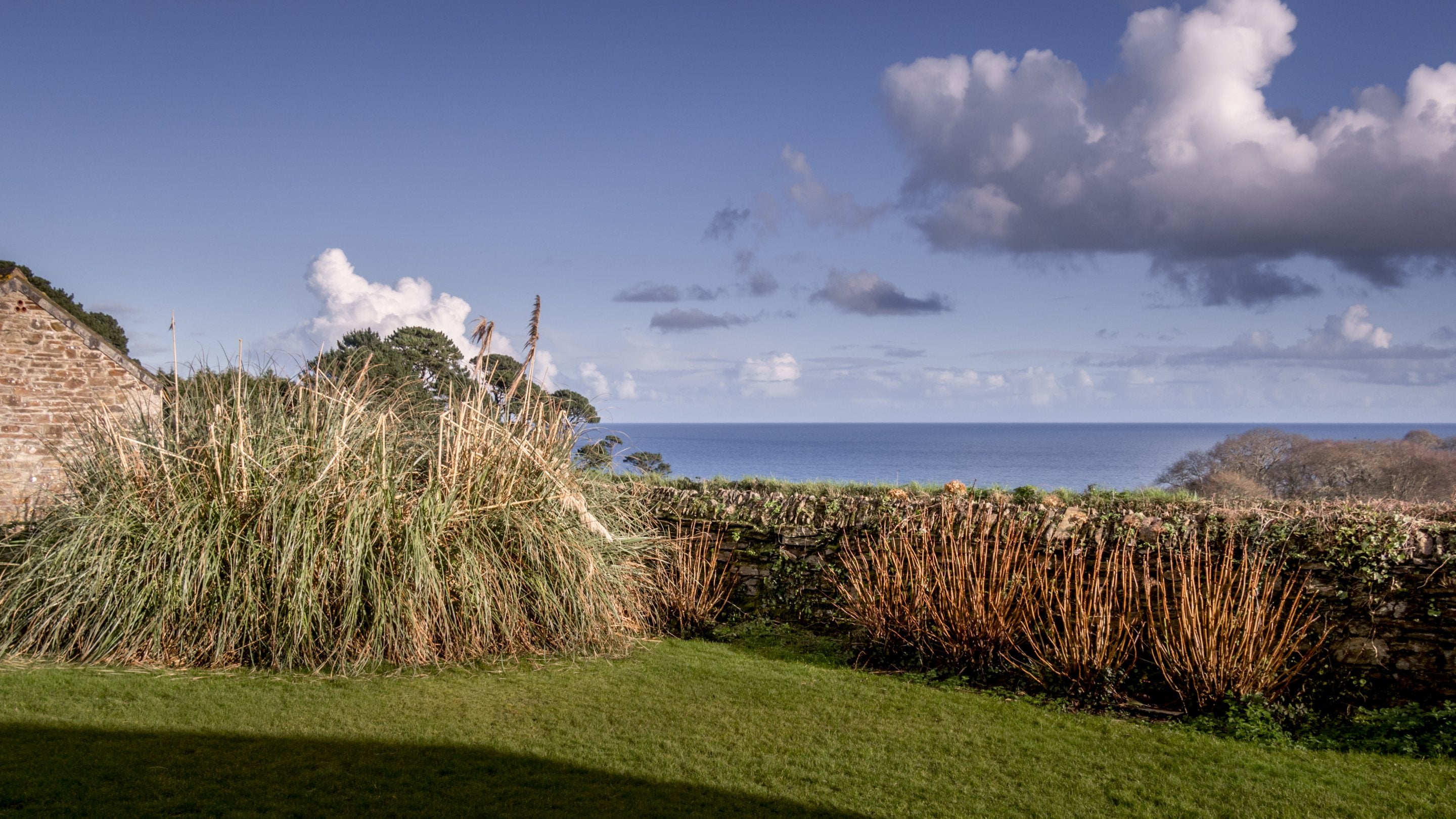 The sea view from the garden at Chenhalls Barn, Cornwall