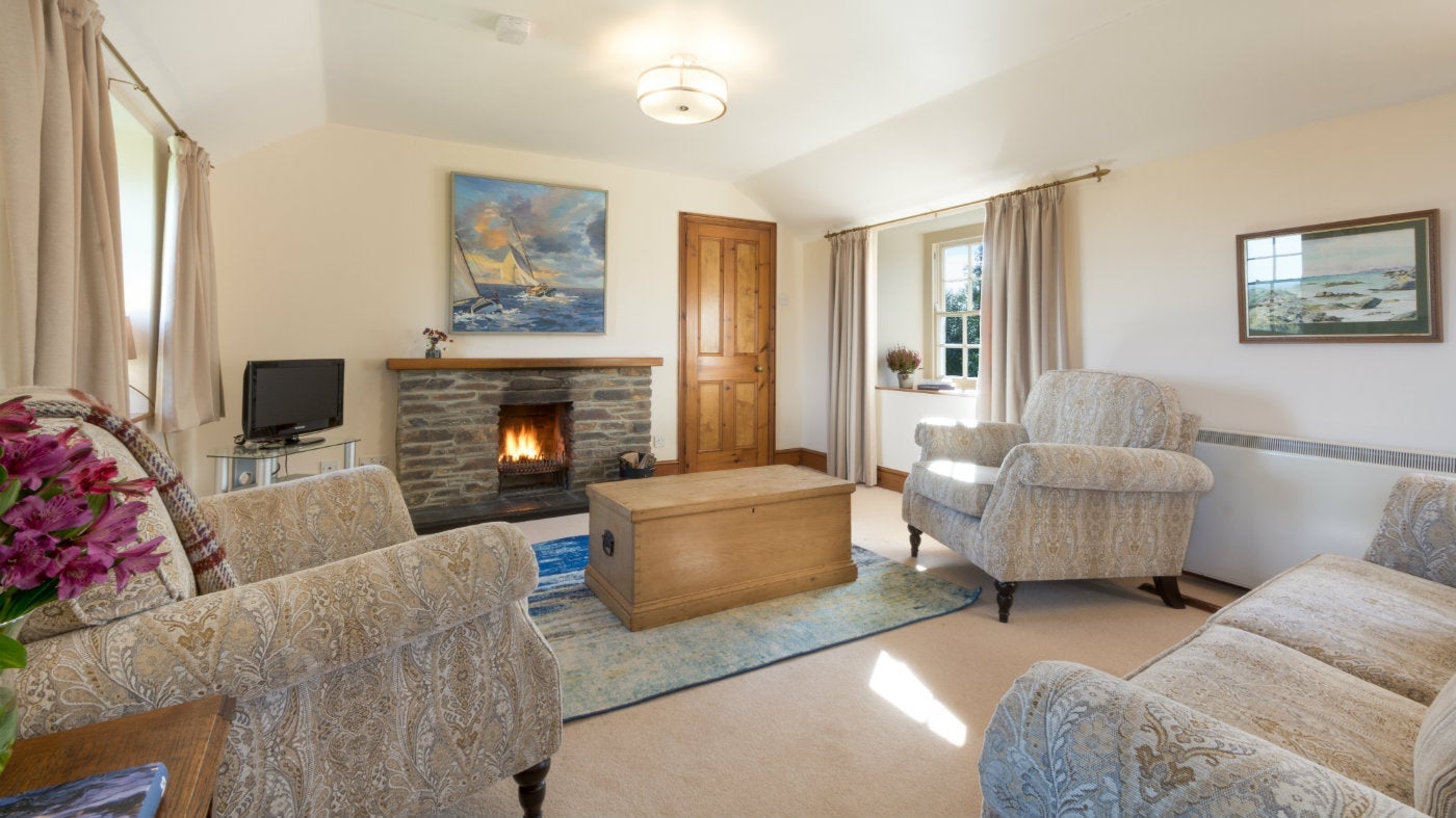 The sitting room at Chenhalls Barn, Falmouth, Cornwall