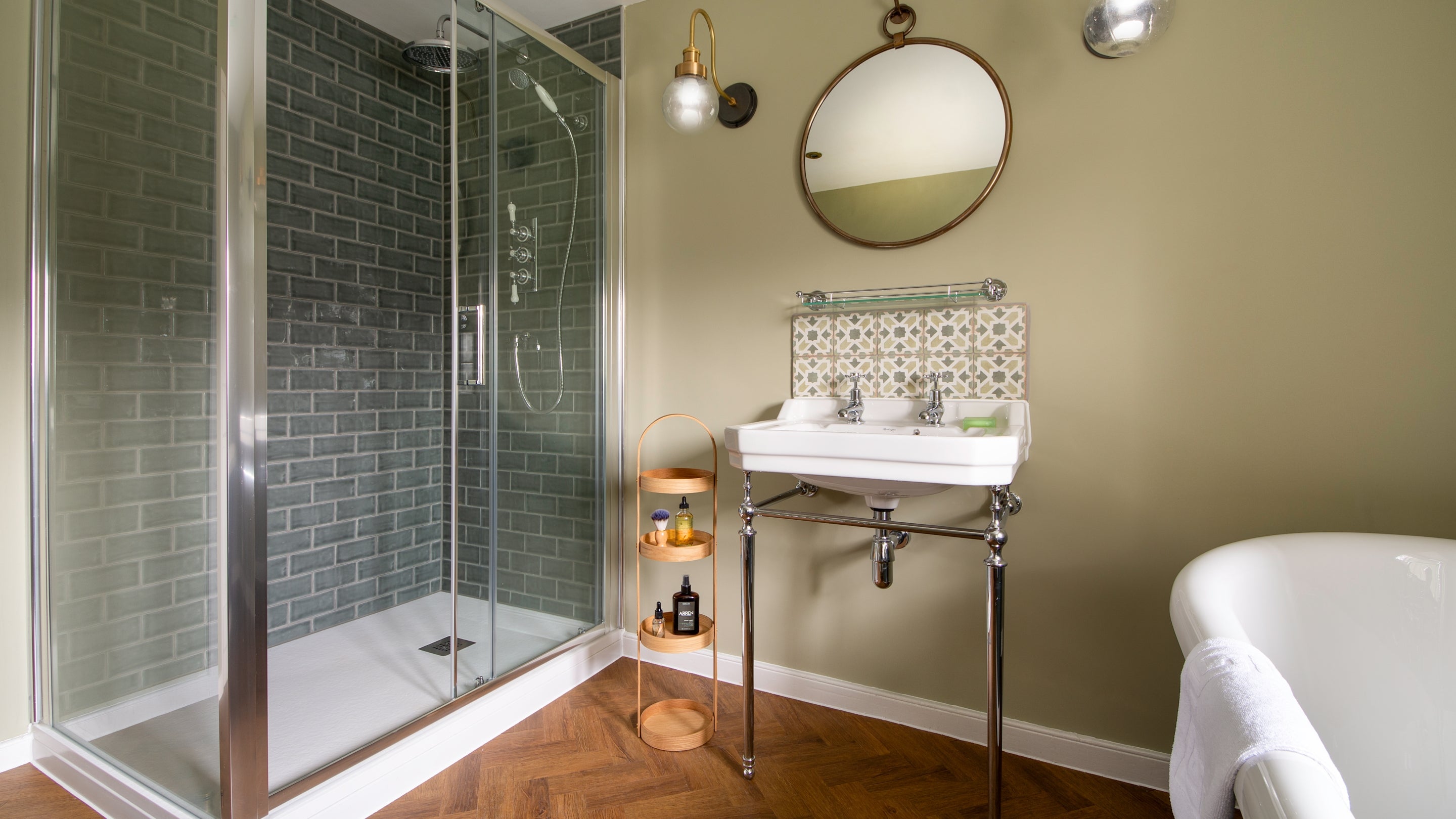 The bathroom at Cotehele Quay Lodge Cottage, Cornwall