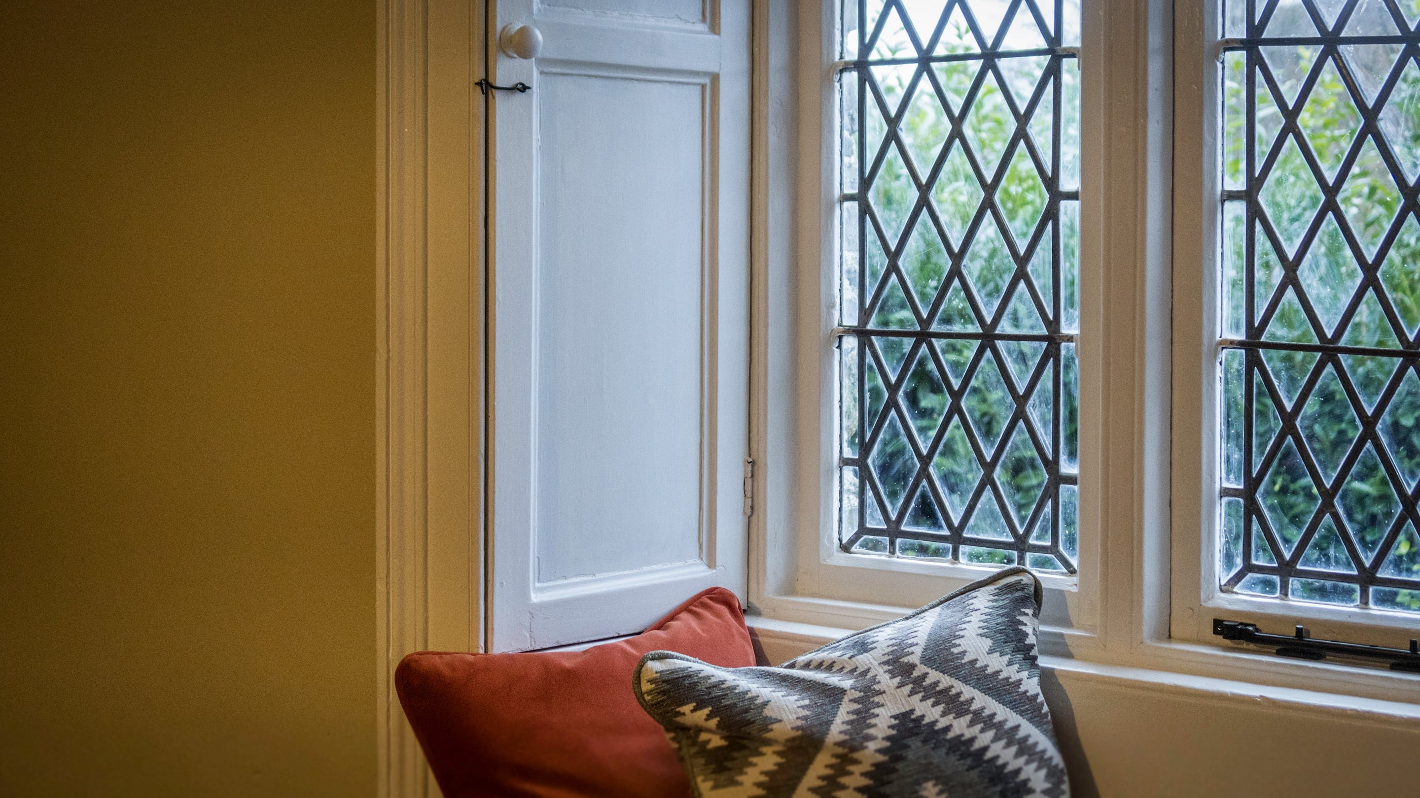 The original shutters at Cotehele Quay Lodge Cottage, Cornwall