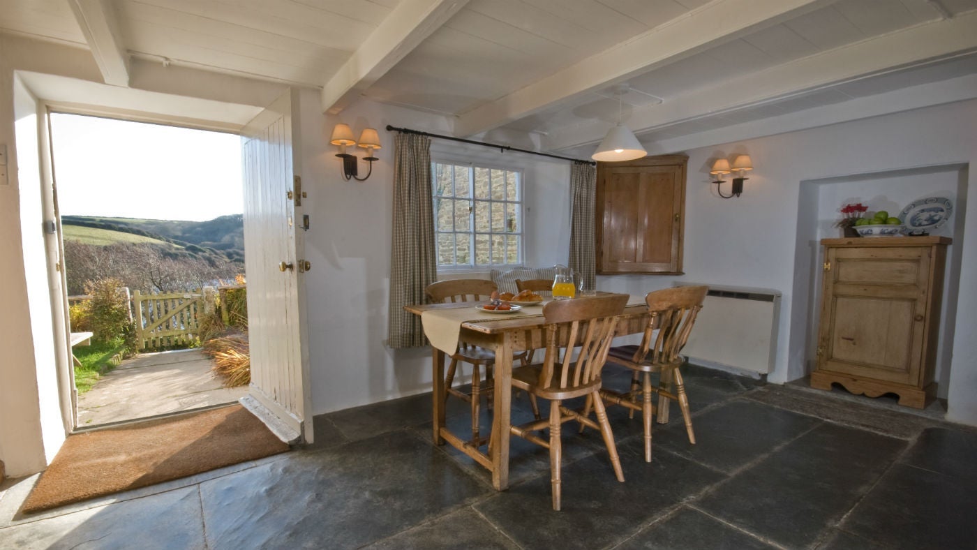 The dining room at Lower Pentire Farm House, Helston, Cornwall