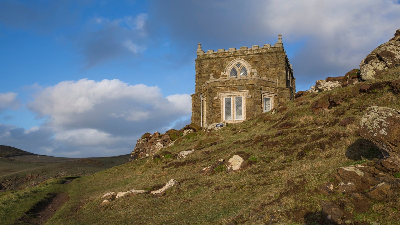 The exterior of Doyden Castle, Port Isaac, Cornwall 