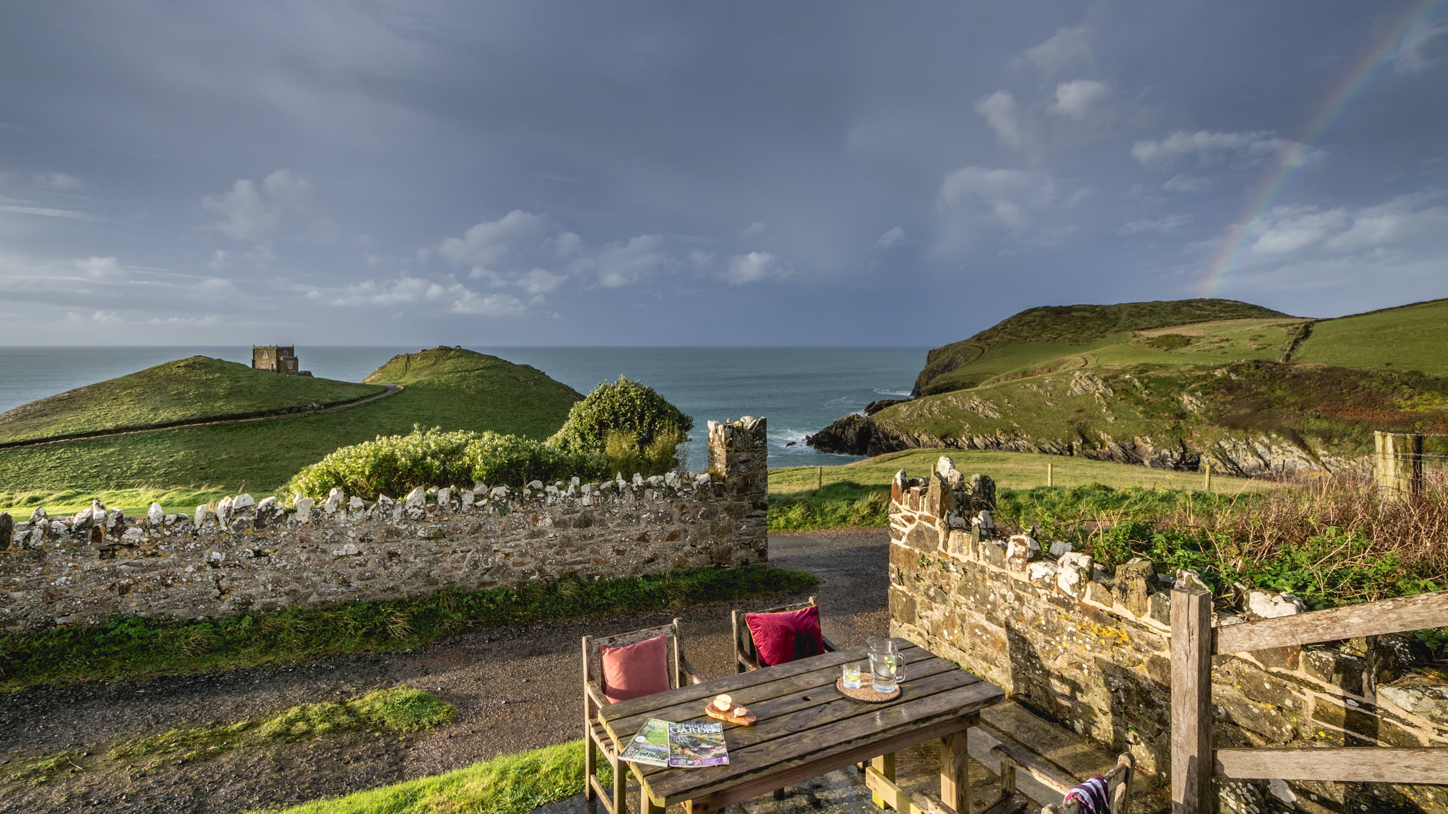 The view from the outdoor table at Doyden Stable Cottage, Cornwall
