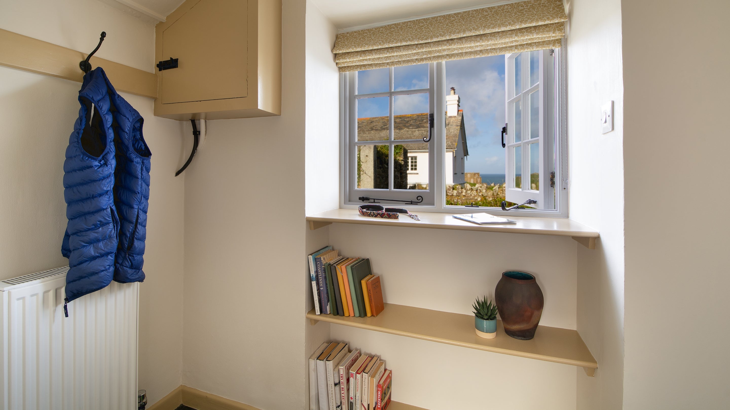 The boot room leading to the shower room at Doyden Stable Cottage, Cornwall