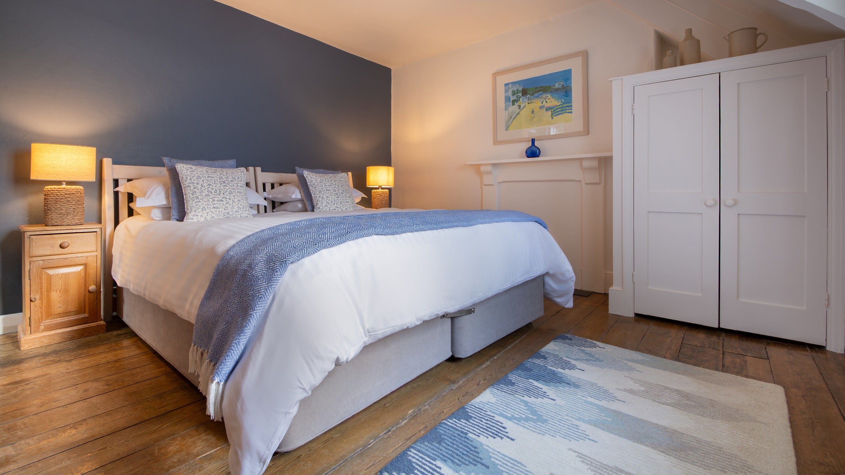 The double bedroom at Durgan Quay Cottage, Cornwall
