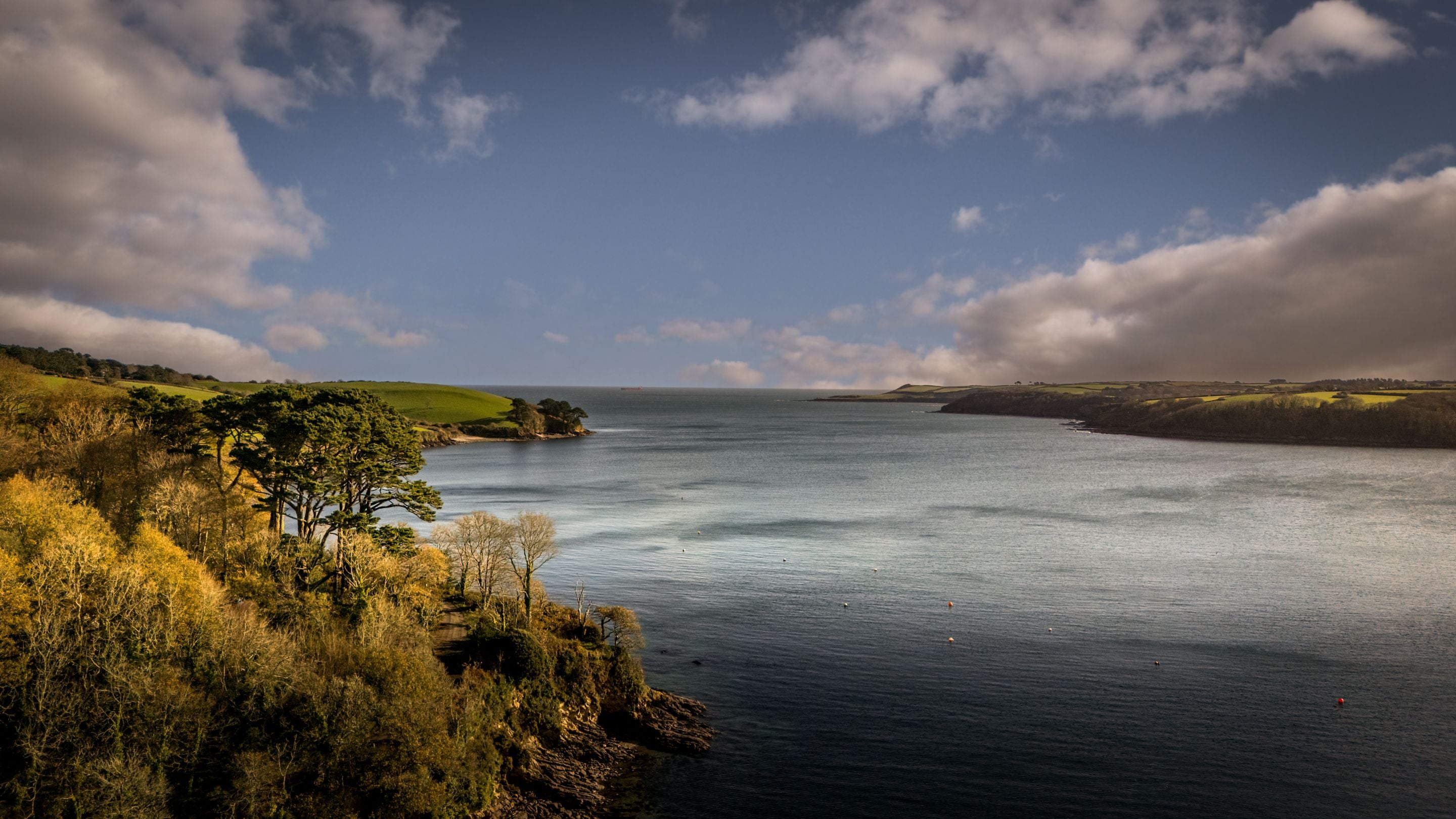 An aerial view of the Helford River around Durgan, Cornwall