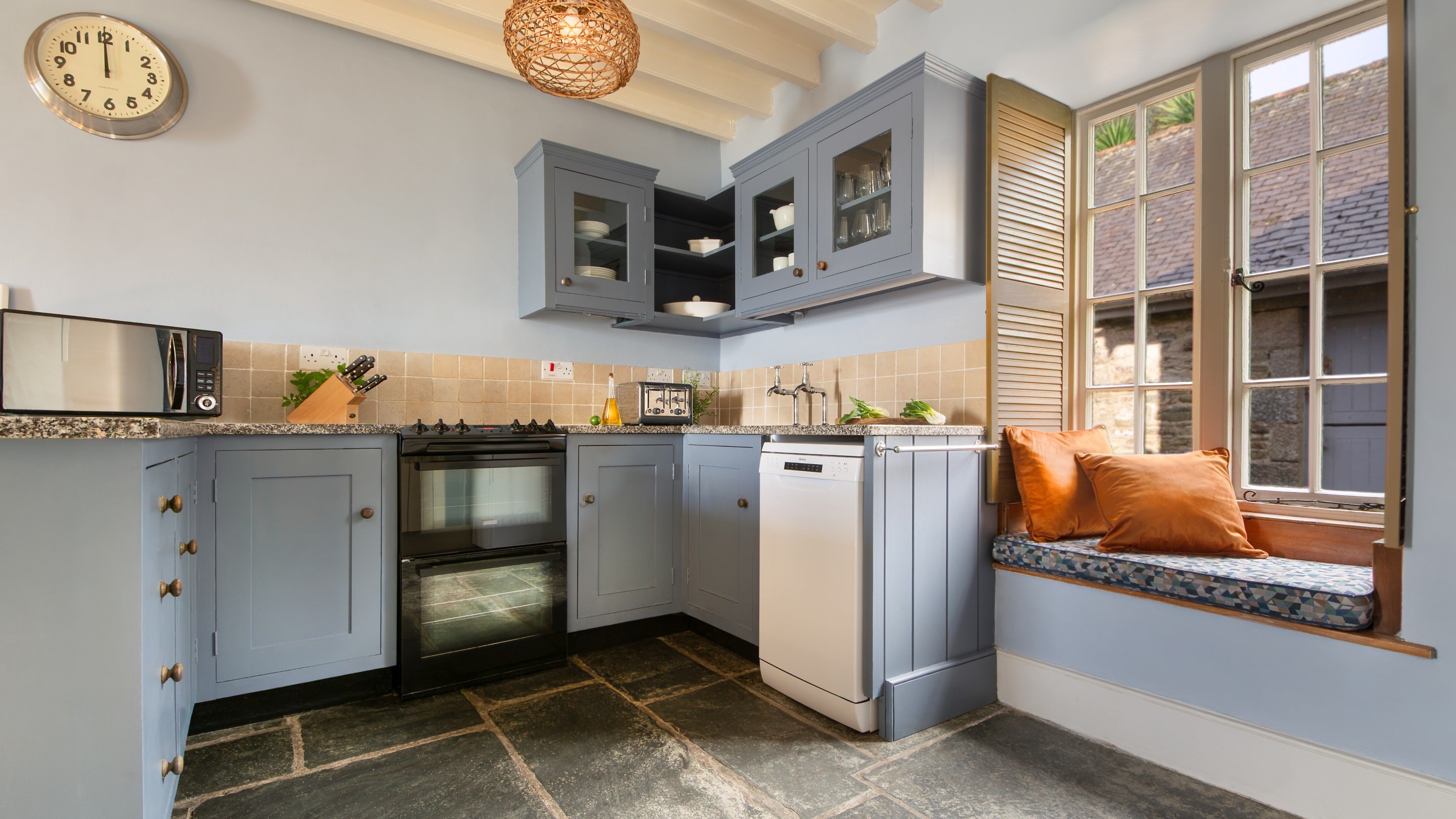 The kitchen area at Durgan Quay Cottage, Cornwall