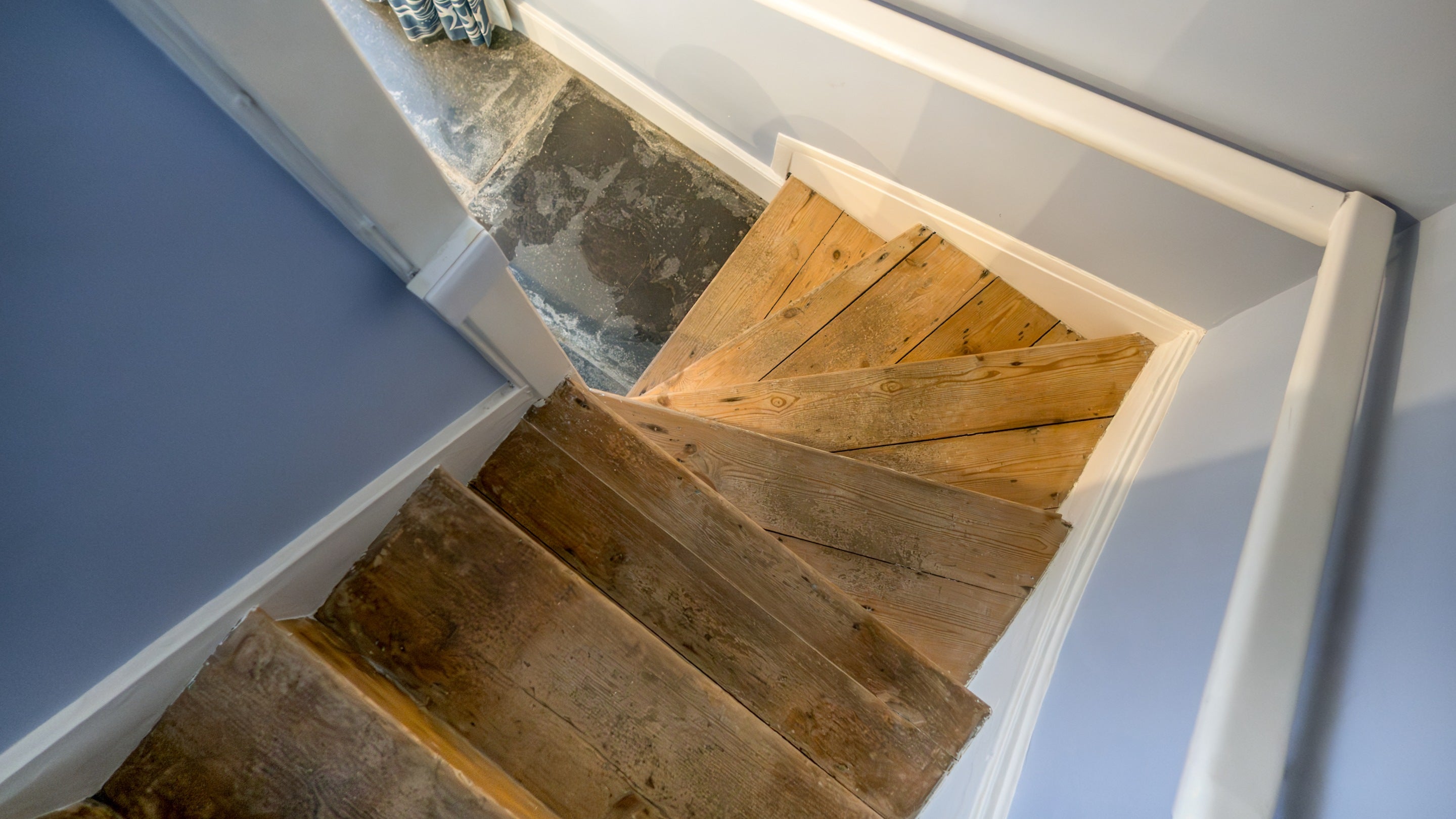 The staircase at Durgan Quay Cottage, Cornwall