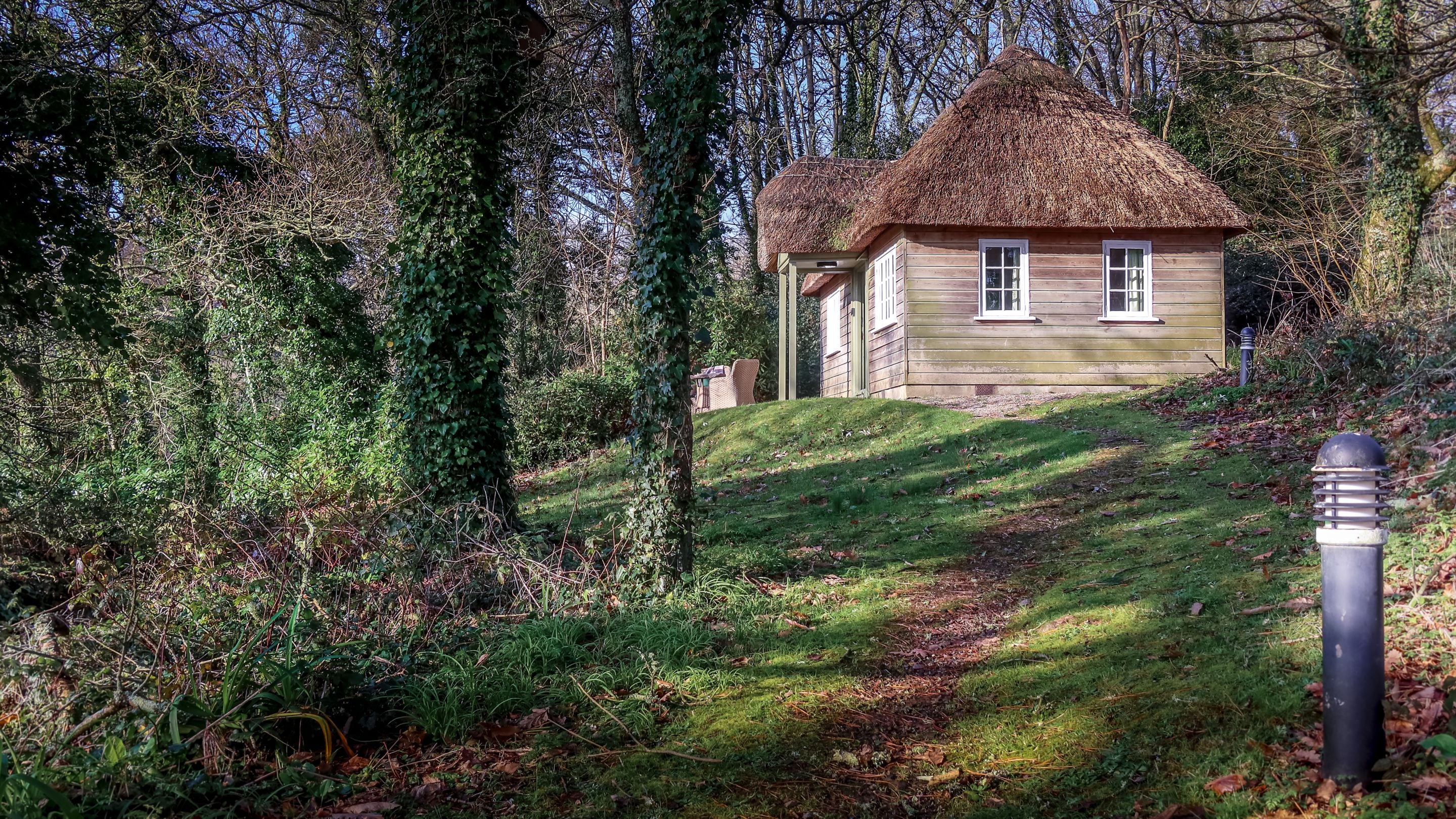 The track from the parking space to Durgan Wood Cottage, Cornwall