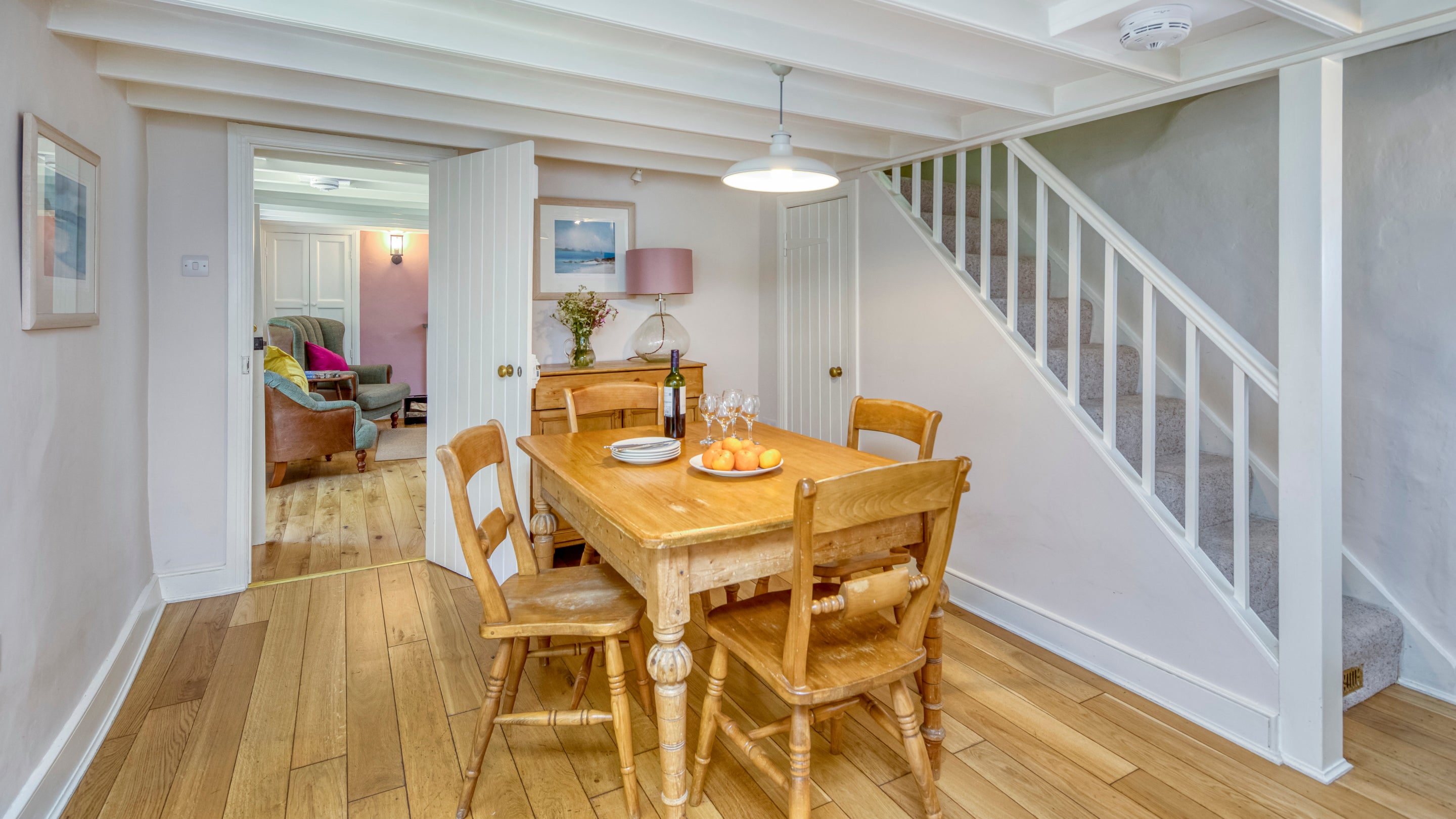 The dining area at Ferris's Cottage, Cornwall