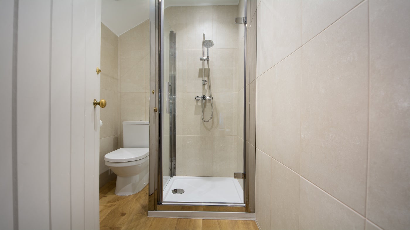 The shower room at Fortescue, Lanteglos-by-Fowey, Cornwall 