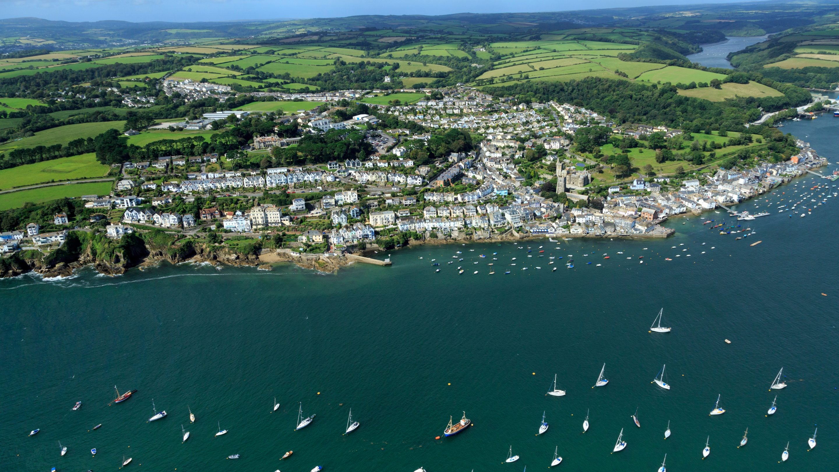 An aerial view of Fowey, Cornwall
