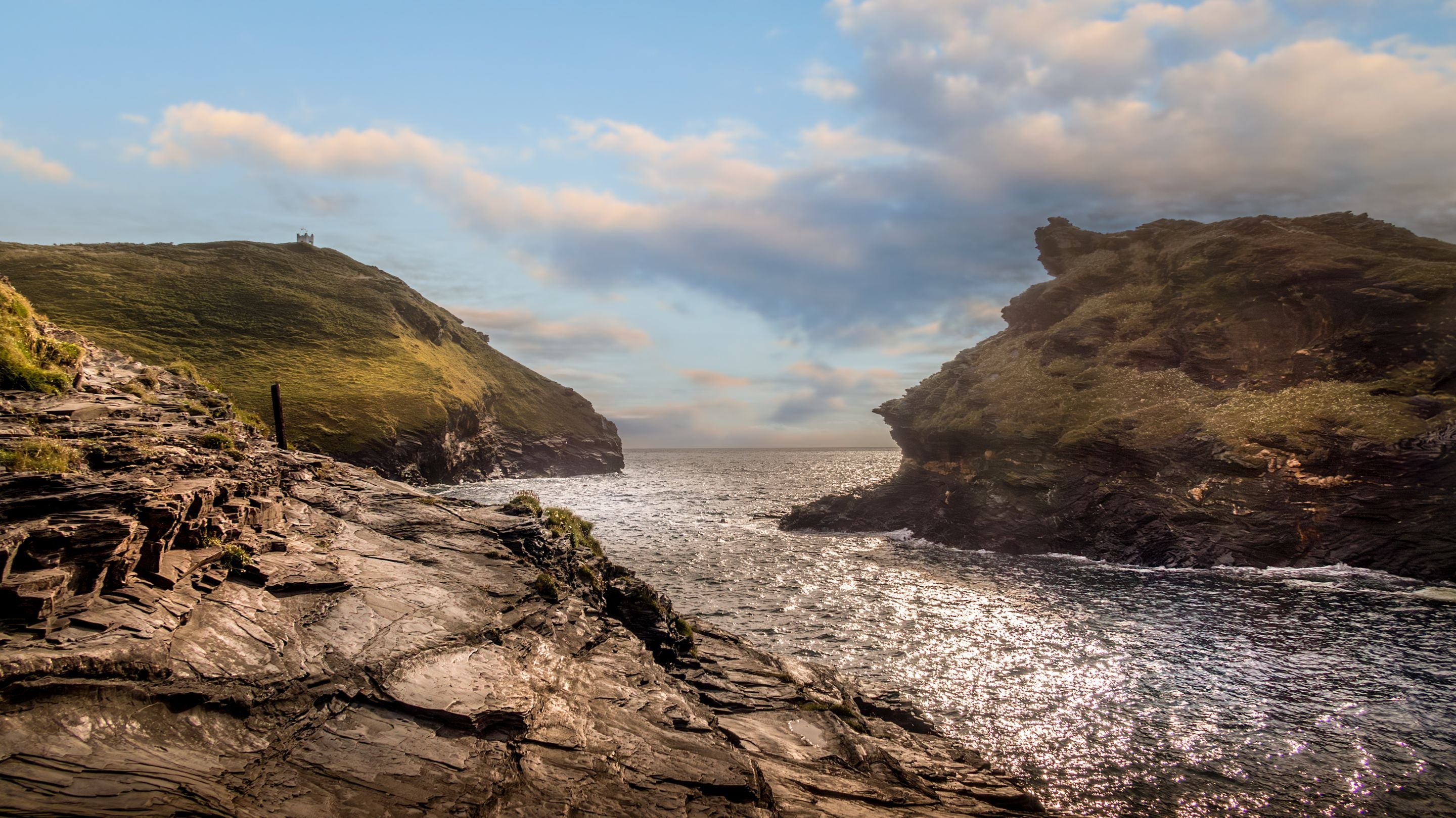 A view of the coast where the River Valency flows into the sea, near The Gaffer, Cornwall