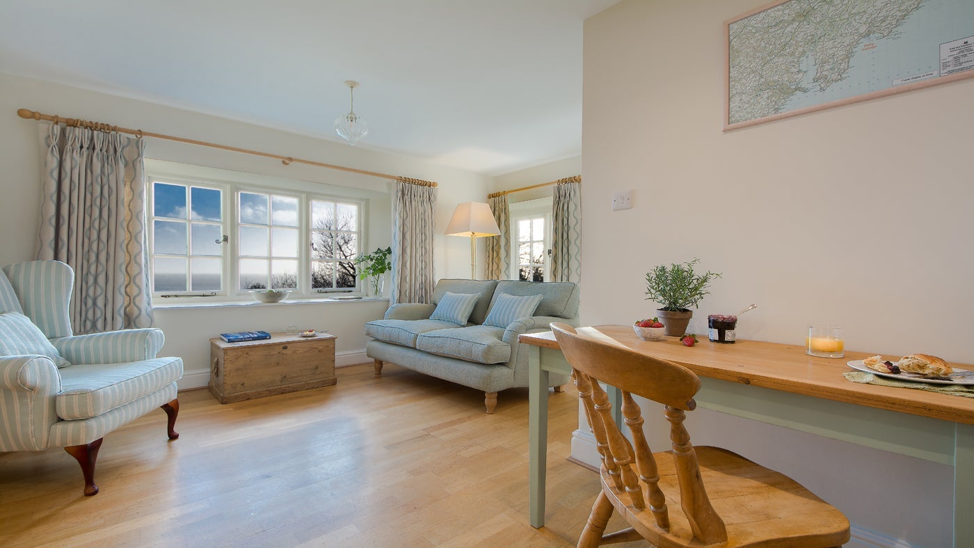 The sitting and dining area at Gwendra Dairy Cottage, Cornwall