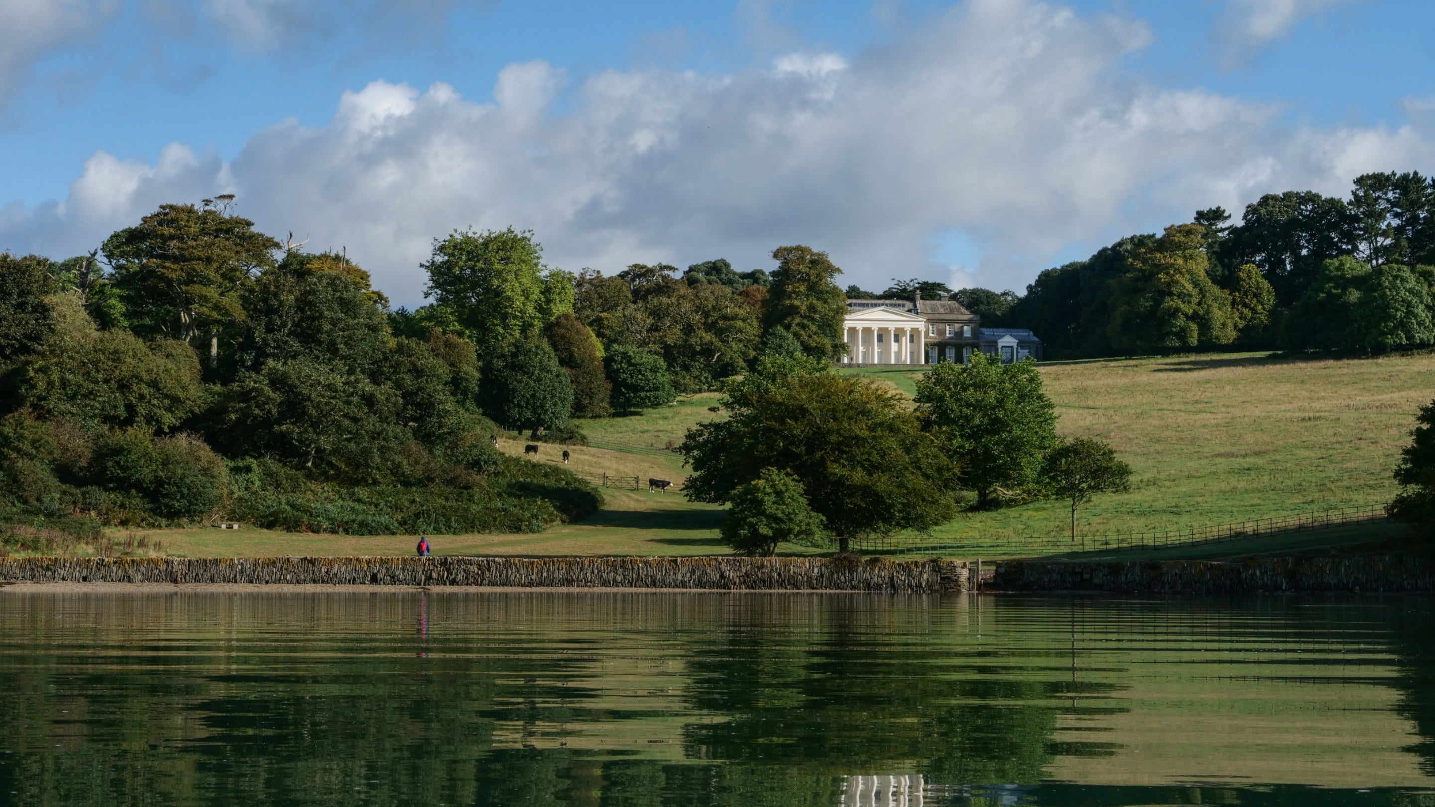 A view of the house and parkland at nearby Trelissick, Cornwall