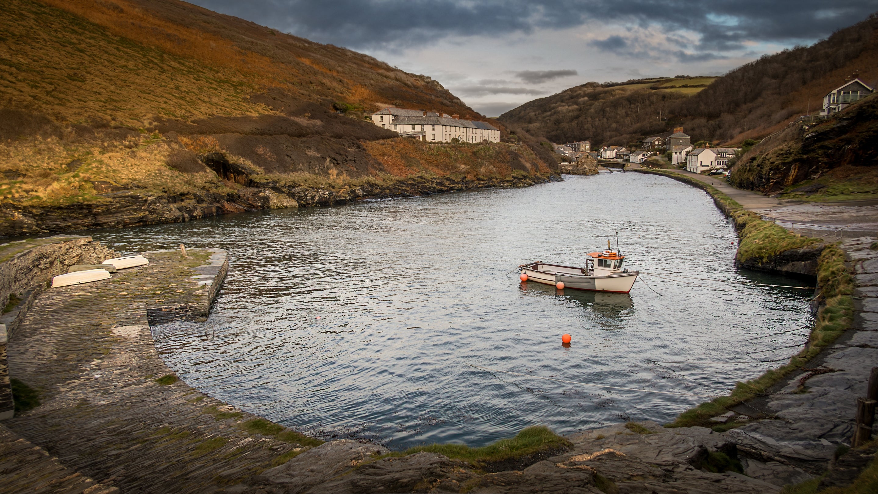 Boscastle quay with the village in the background, Cornwall