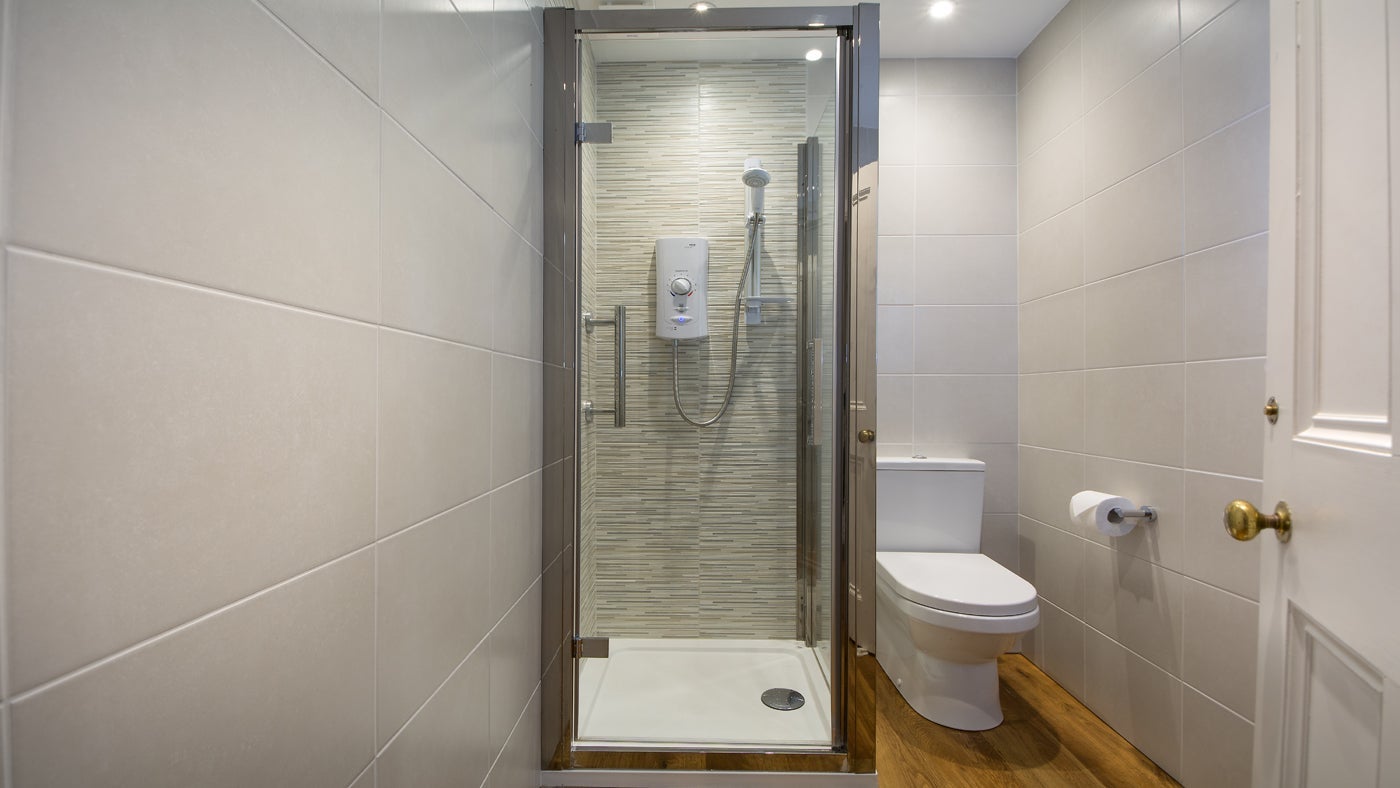 The shower room at Hayloft, Roseland, Cornwall